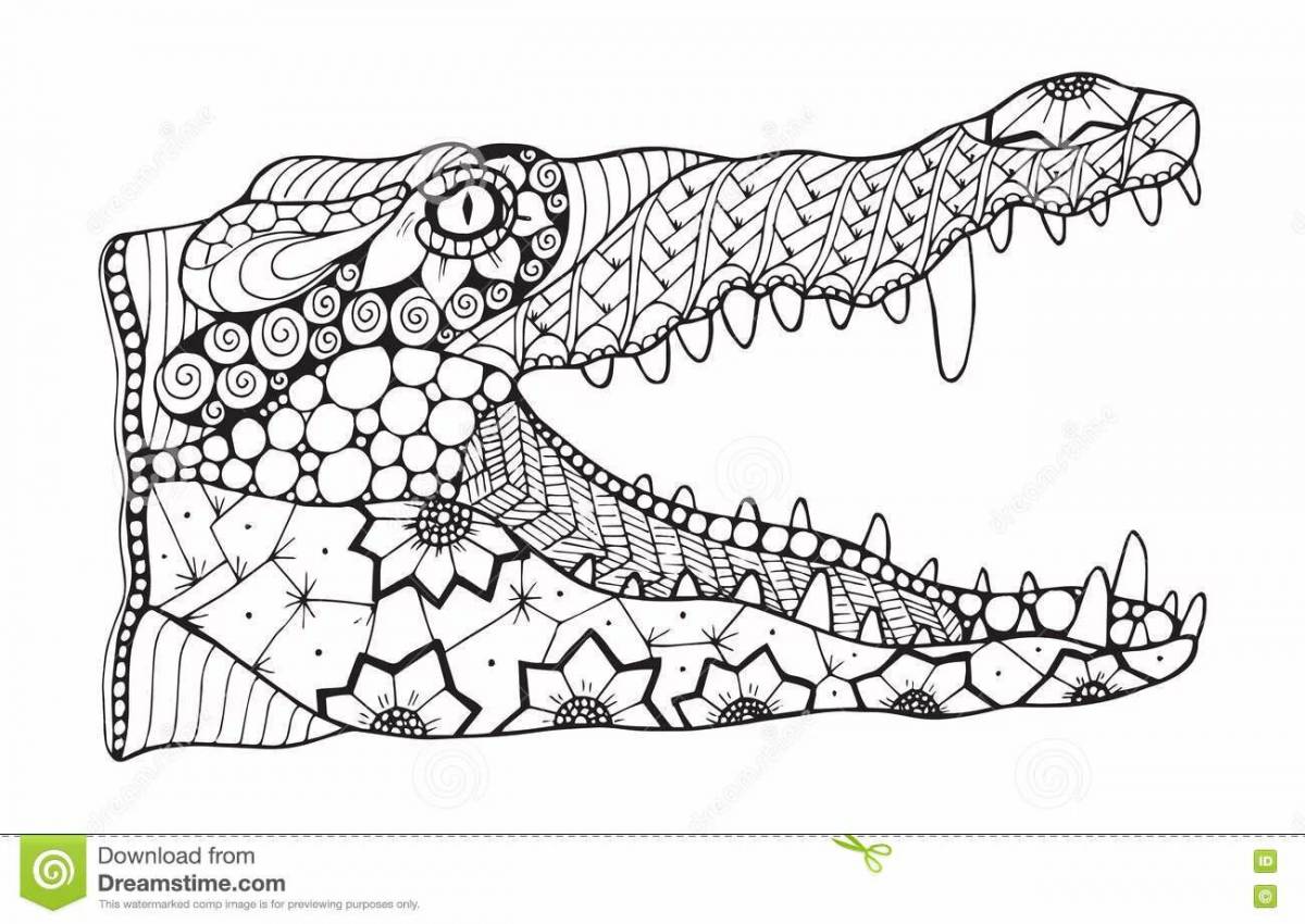 Раскраска антистресс крокодил