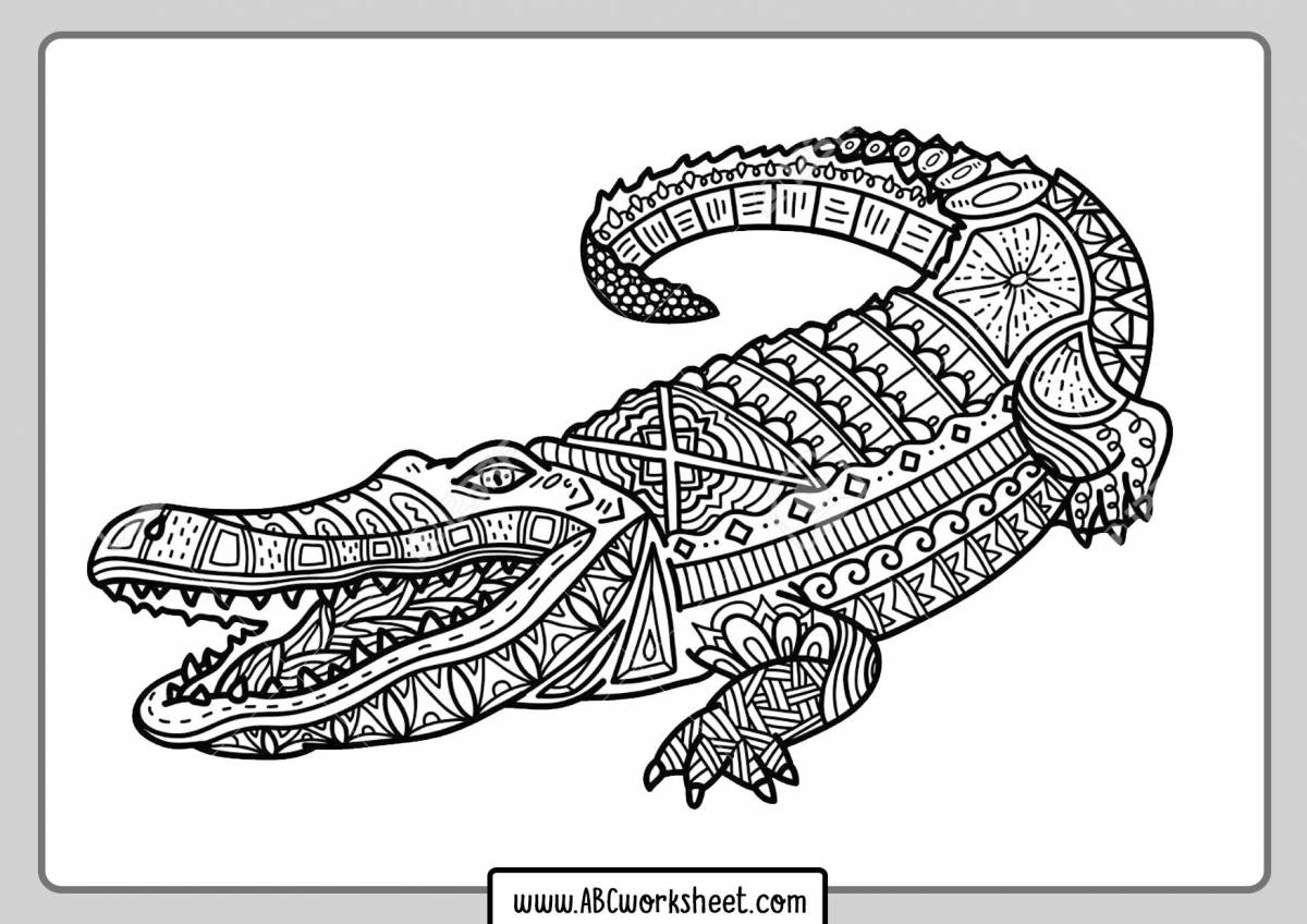 Раскраска антистресс крокодил