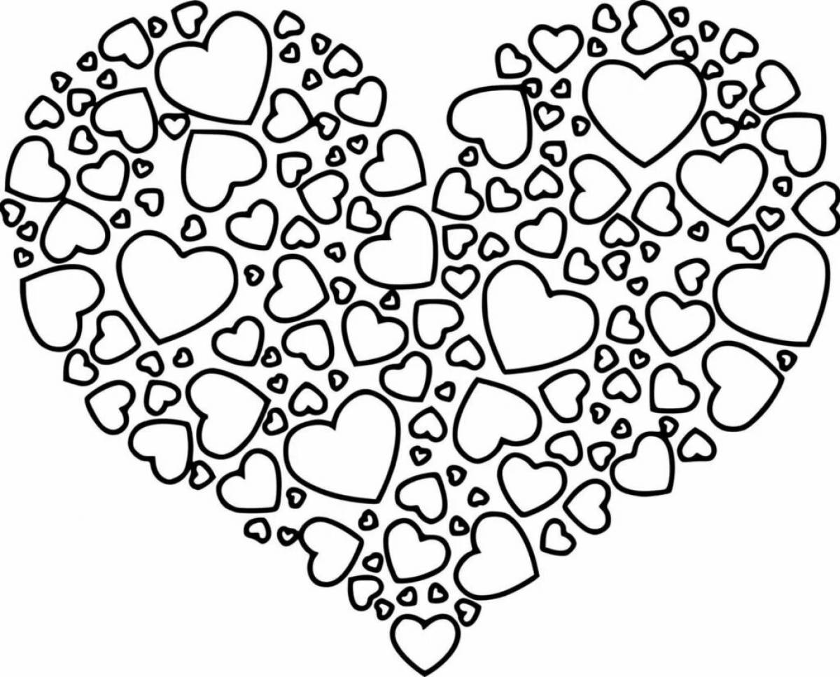 Color-explosive heart lot coloring page