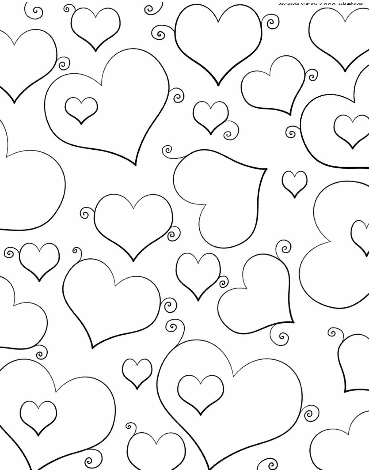 Color-vibrant heart lot coloring page
