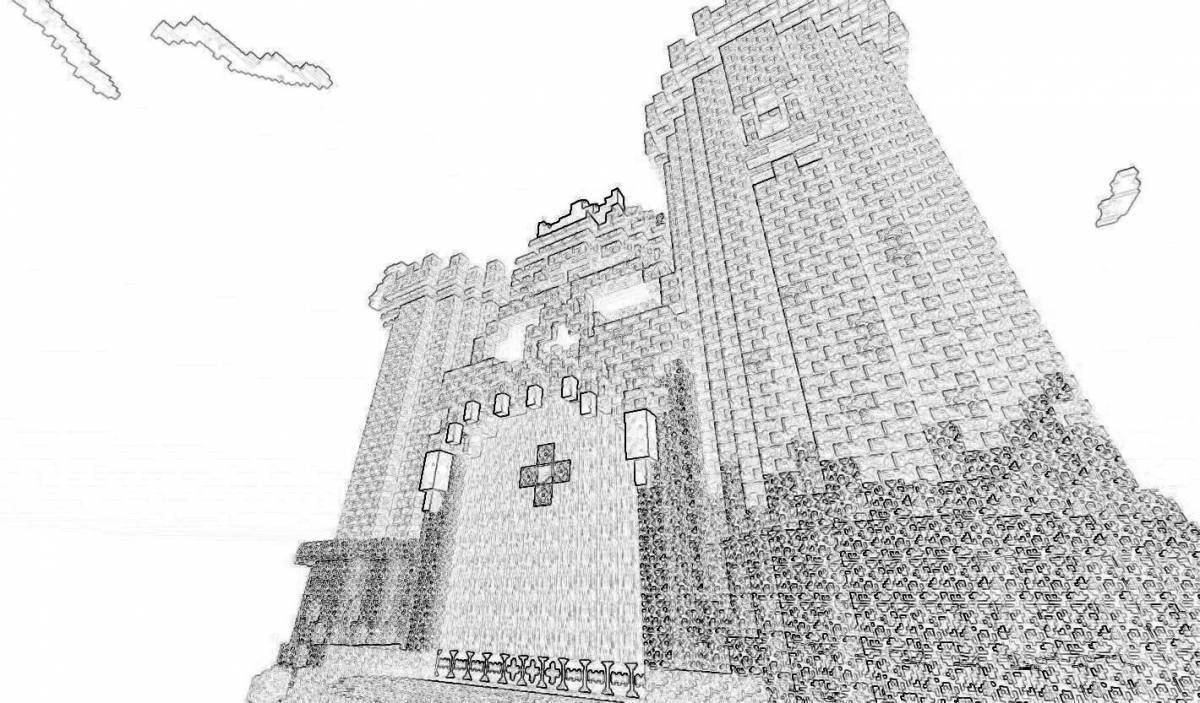 Awesome minecraft house coloring page
