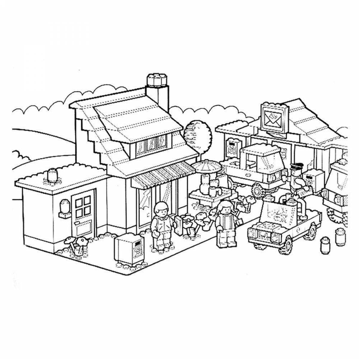 Impressive minecraft house coloring page