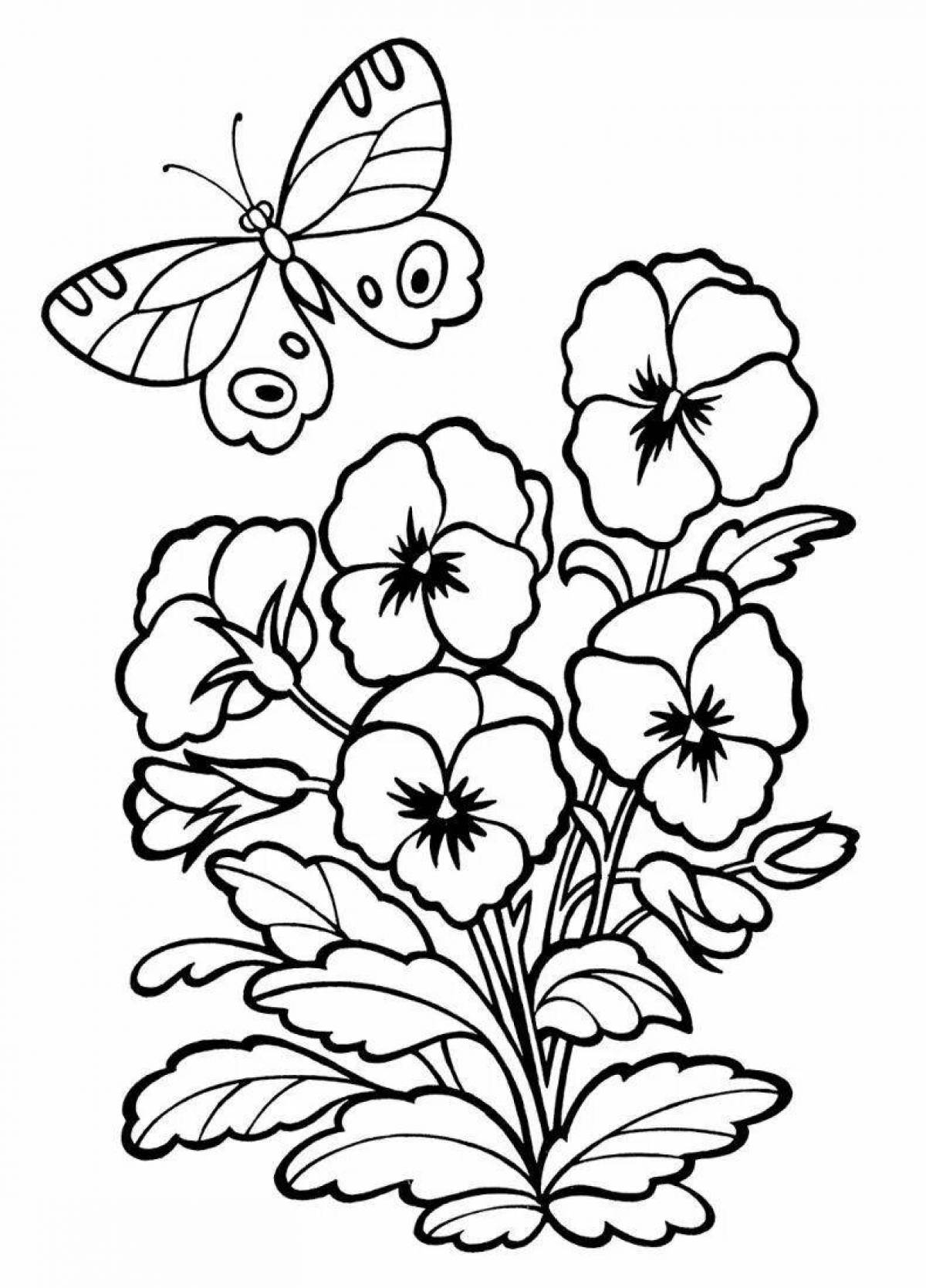 Fine garden flowers coloring book