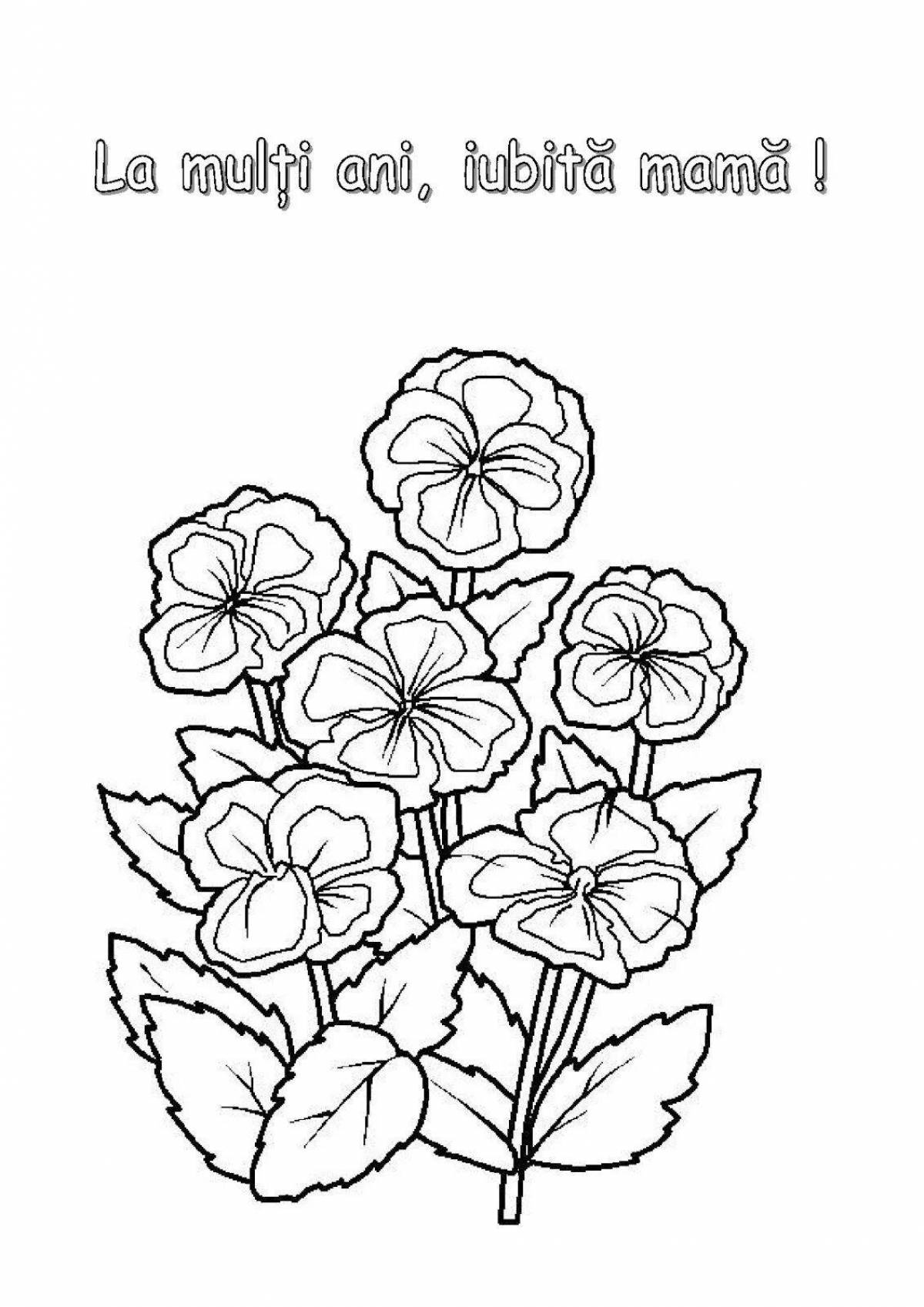 Coloring book gorgeous garden flowers