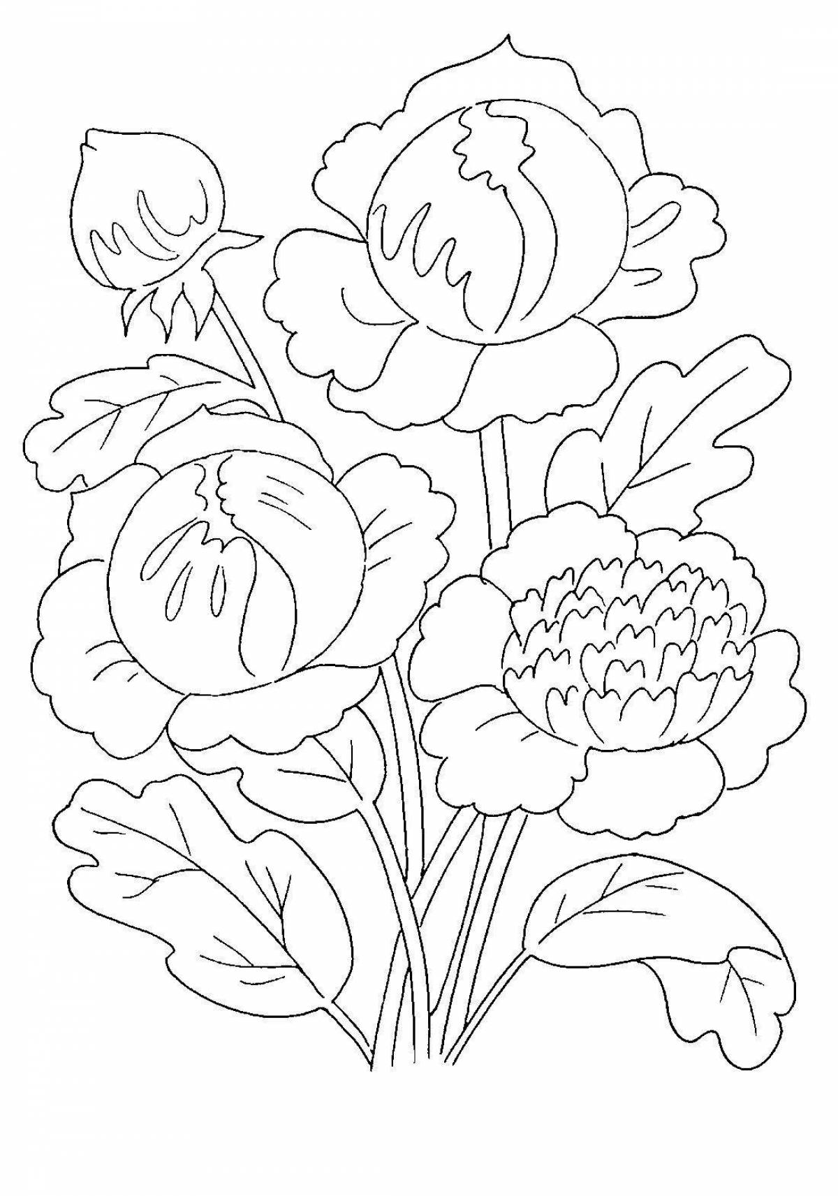 Coloring beautiful garden flowers