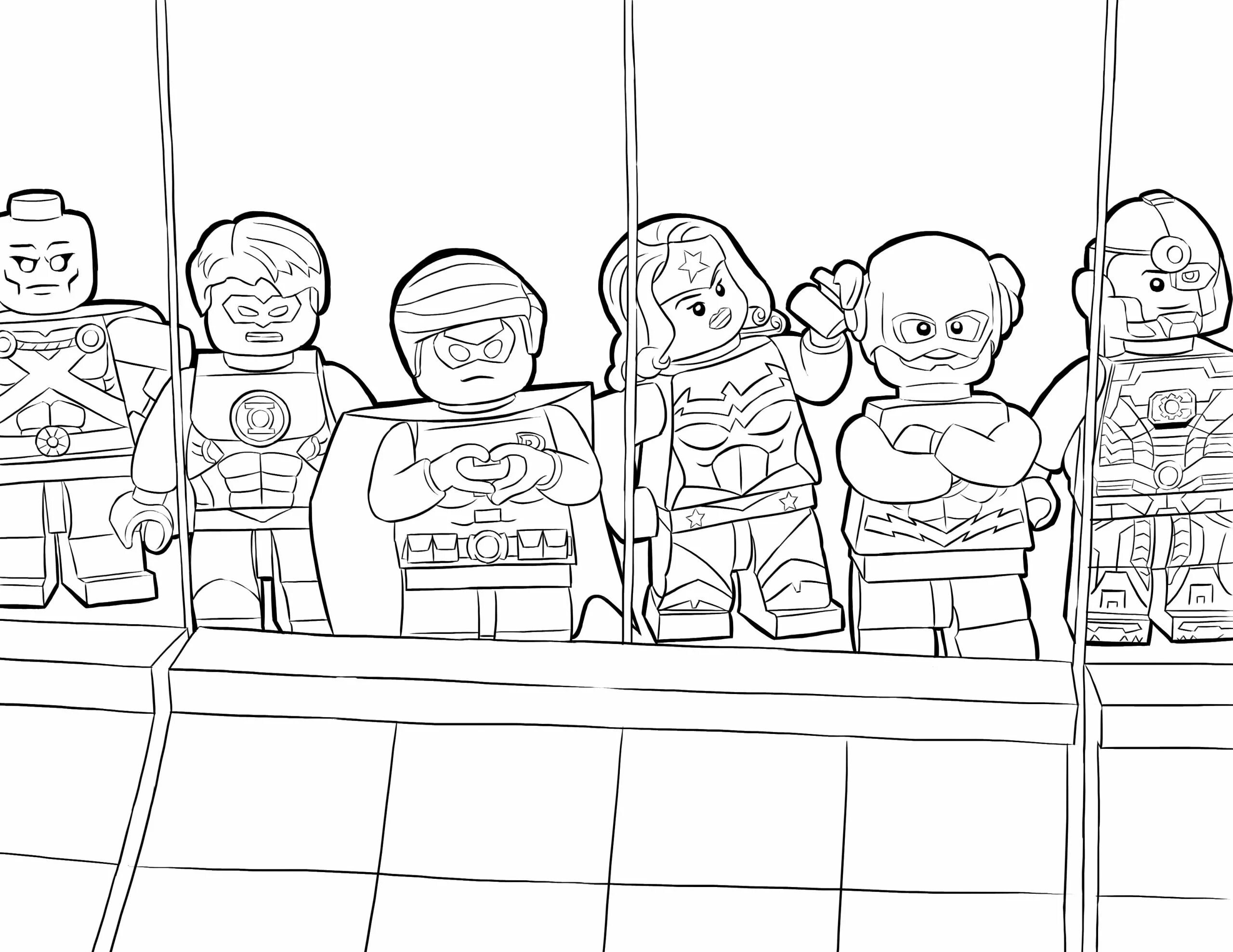 Coloring lego heroes coloring page