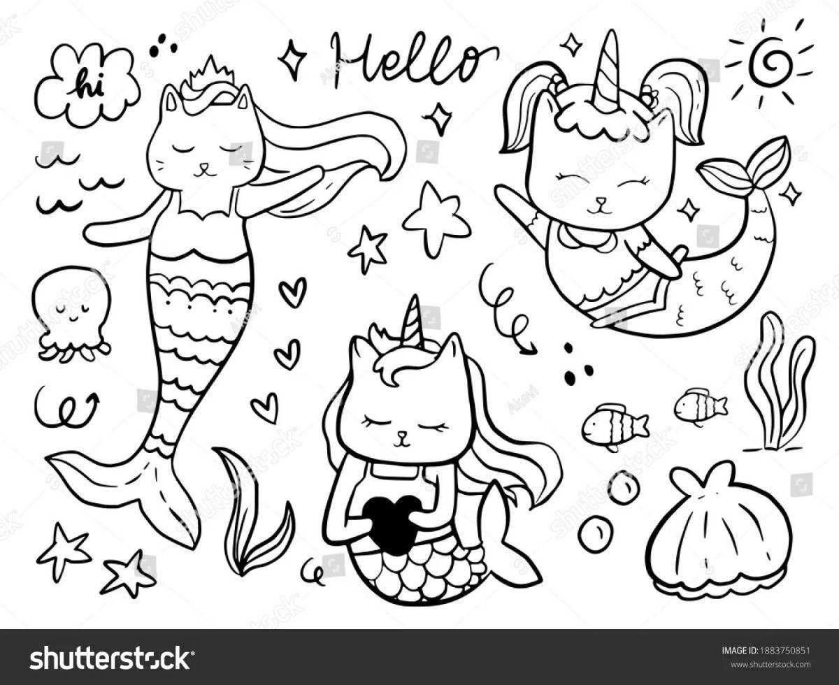 Violent coloring kitty the little mermaid