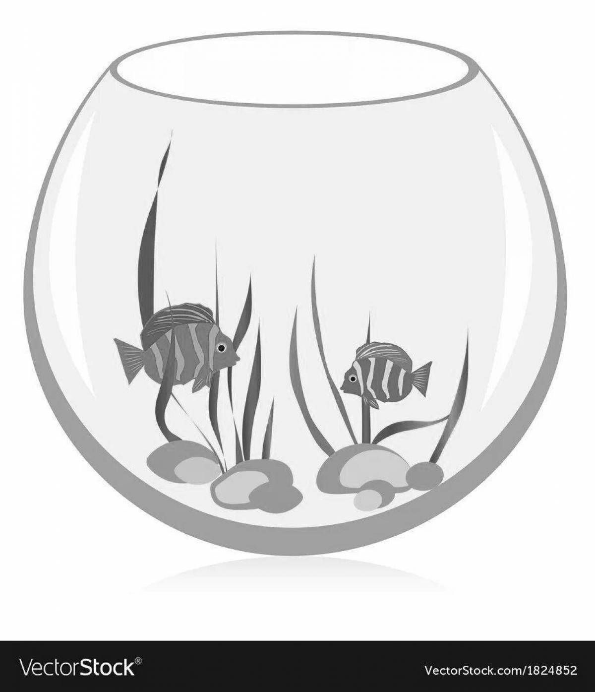 Оживленный аквариум, круглая раскраска