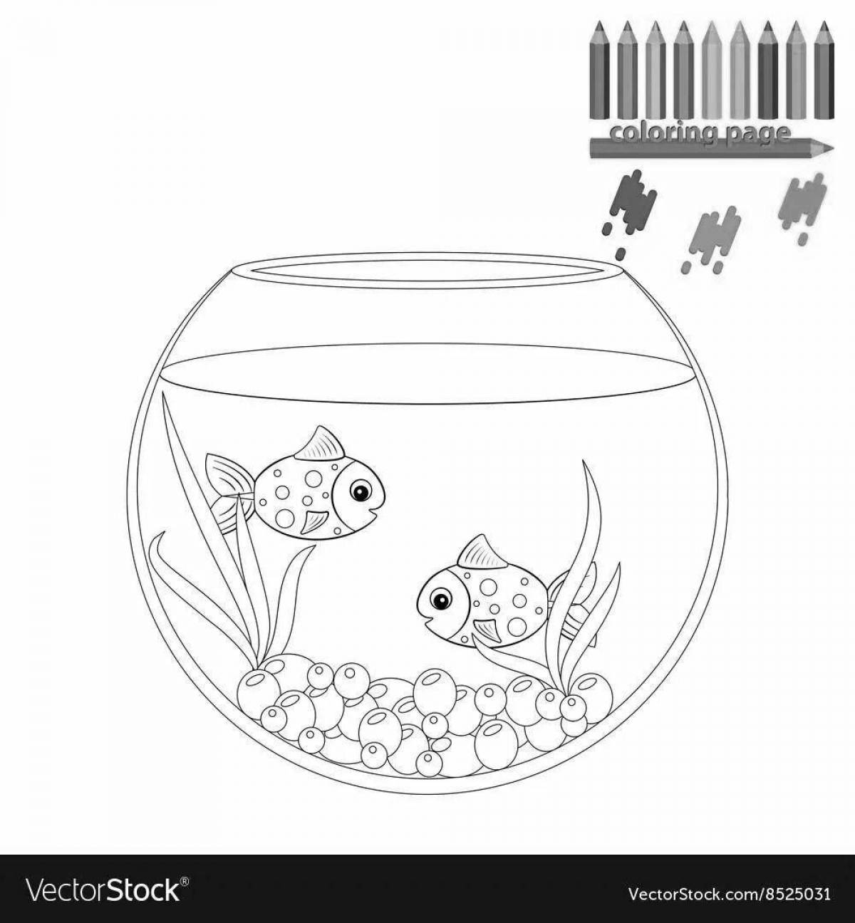 Aquarium fun round coloring page