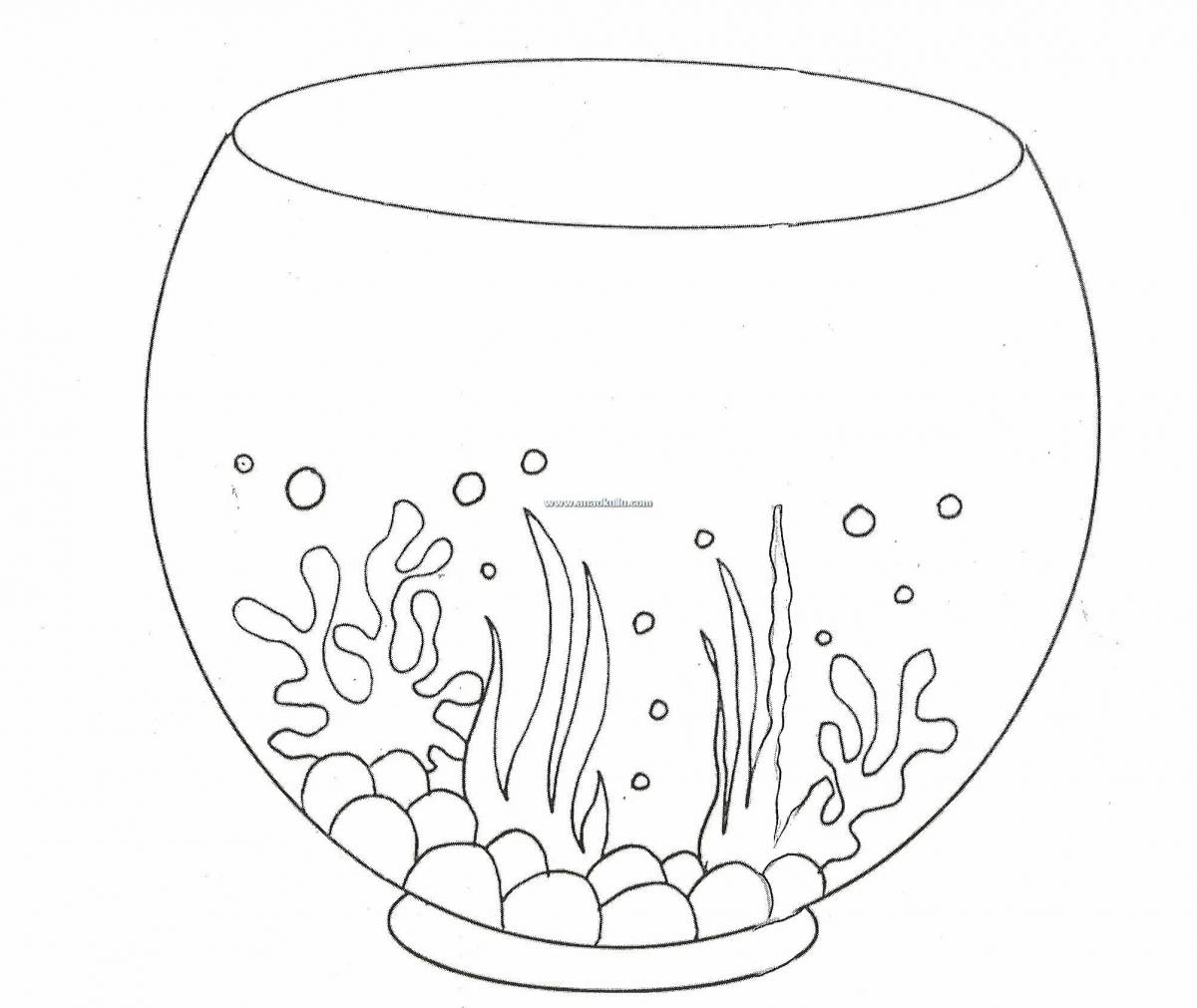 Coloring serene aquarium round