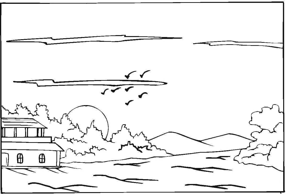 Photo Coloring book amazing Volga river