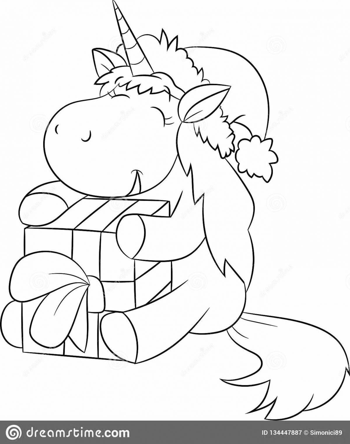 Exquisite Christmas unicorn coloring book