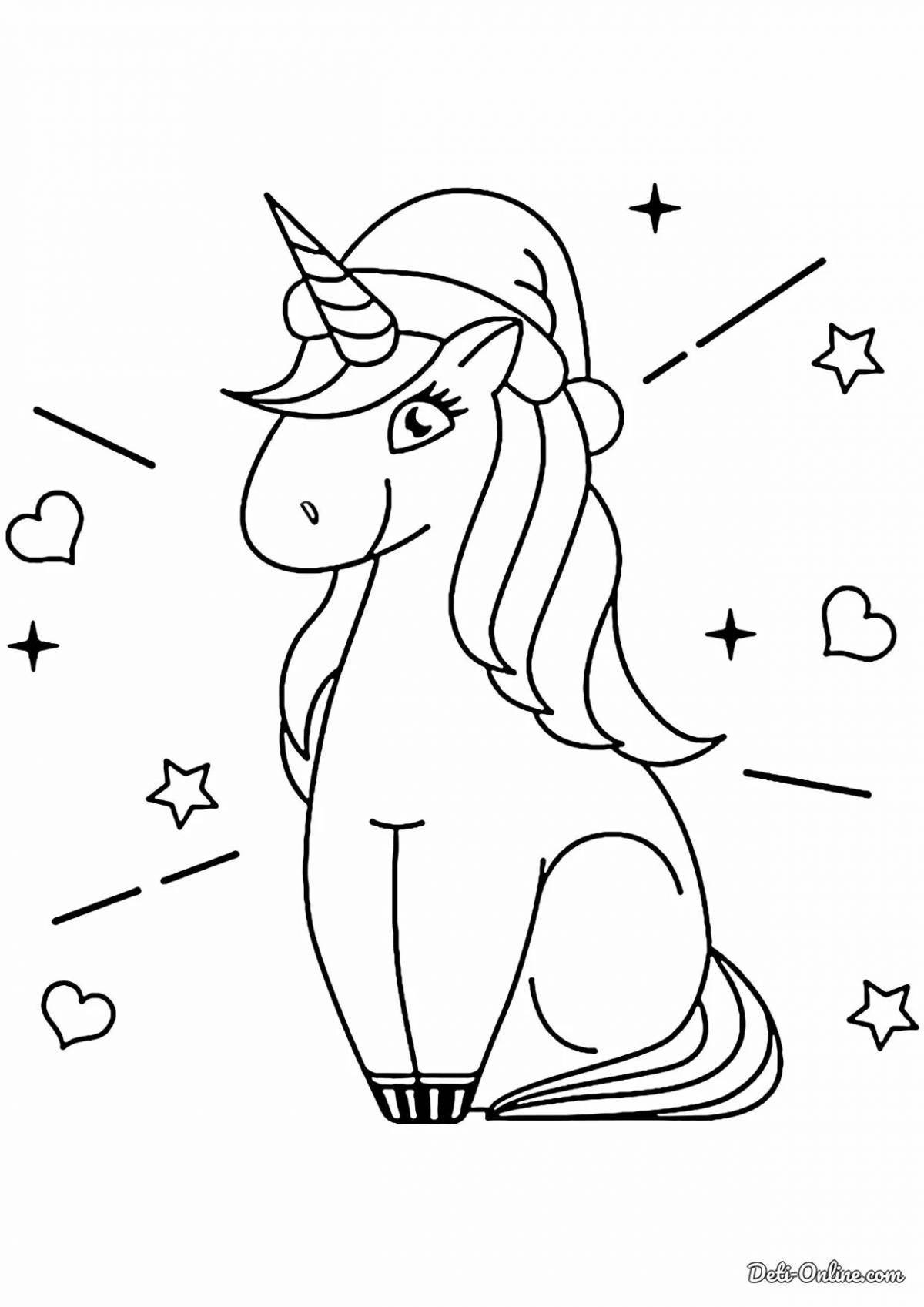 Gorgeous Christmas unicorn coloring page