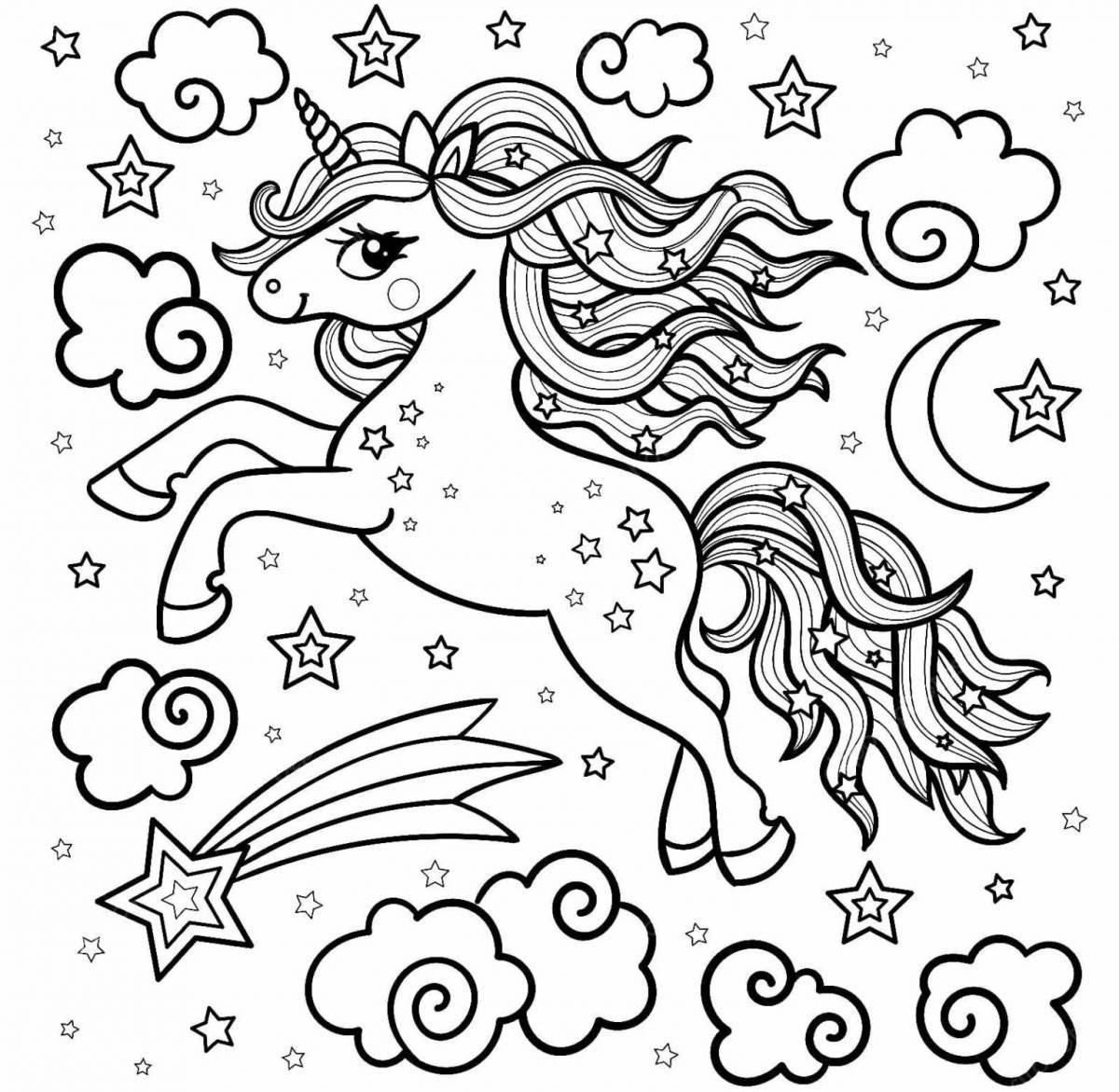 Glitter Christmas unicorn coloring book