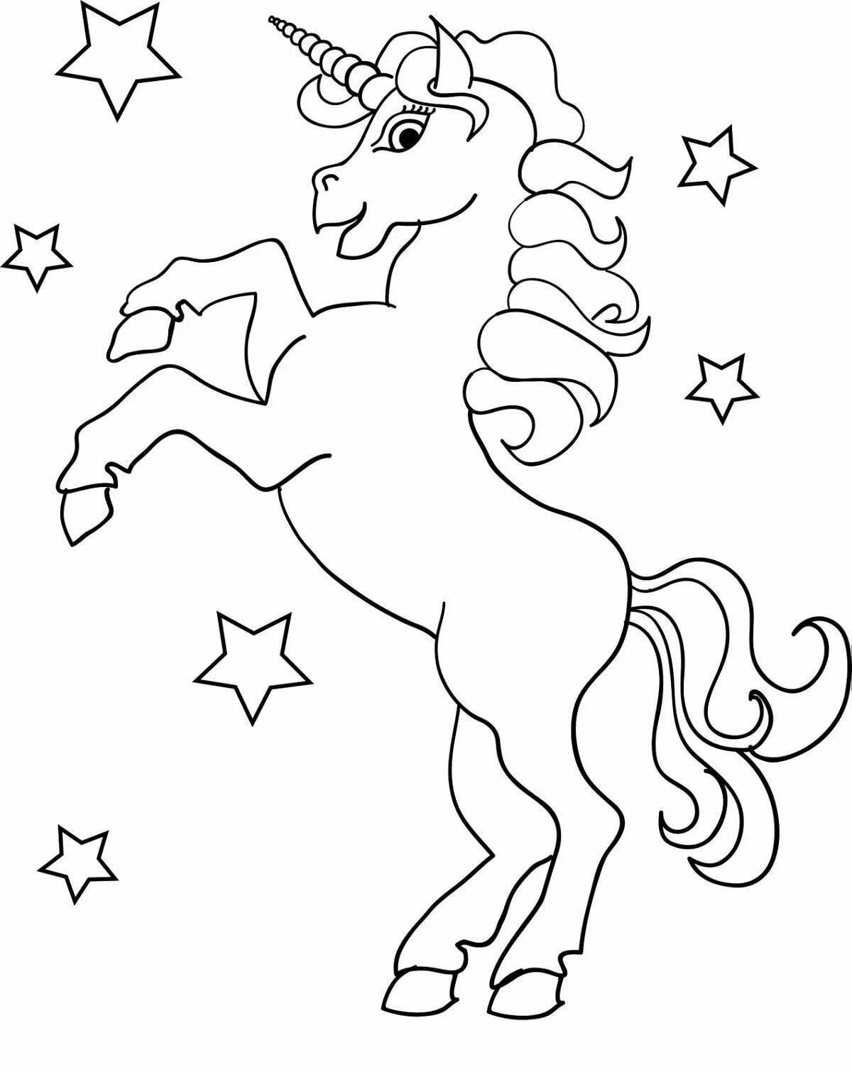 Coloring page charming new year unicorn