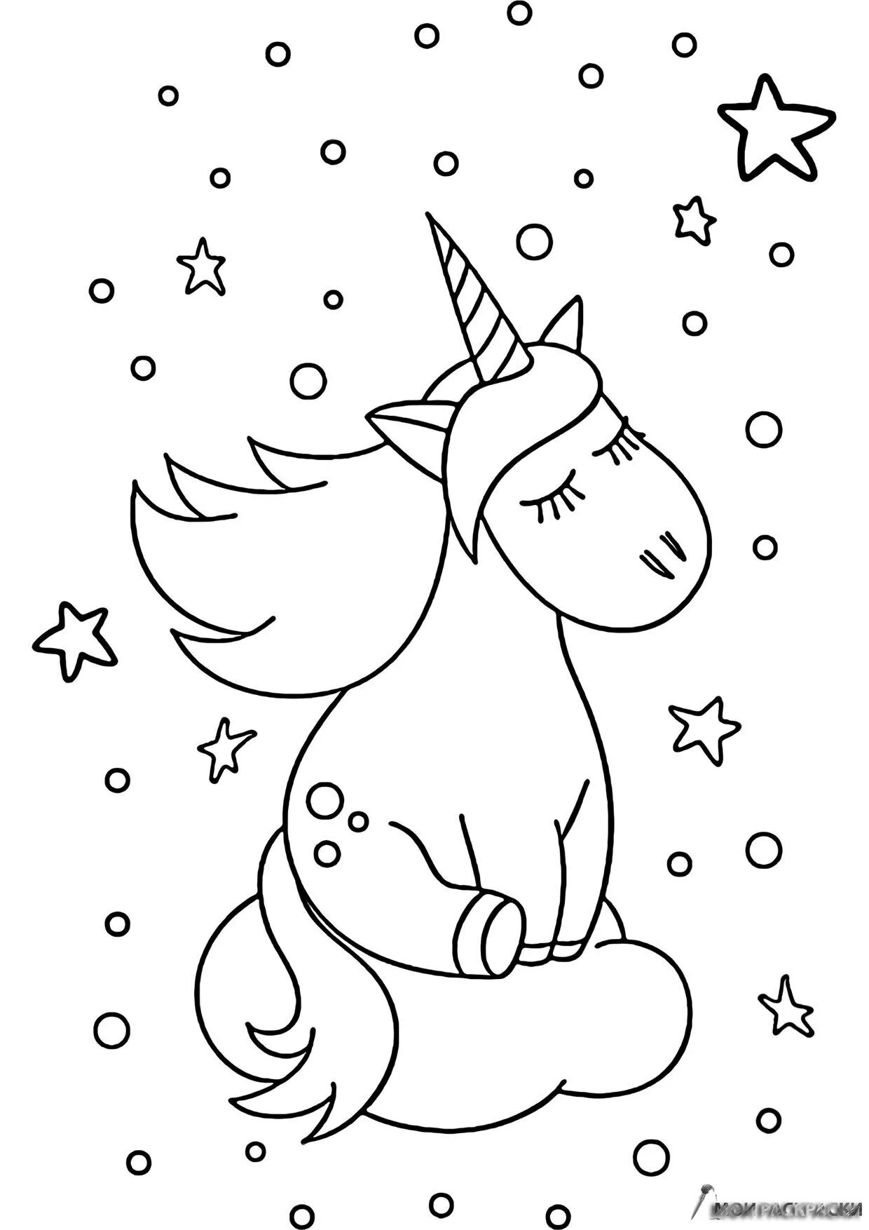 Generous New Year's unicorn coloring page