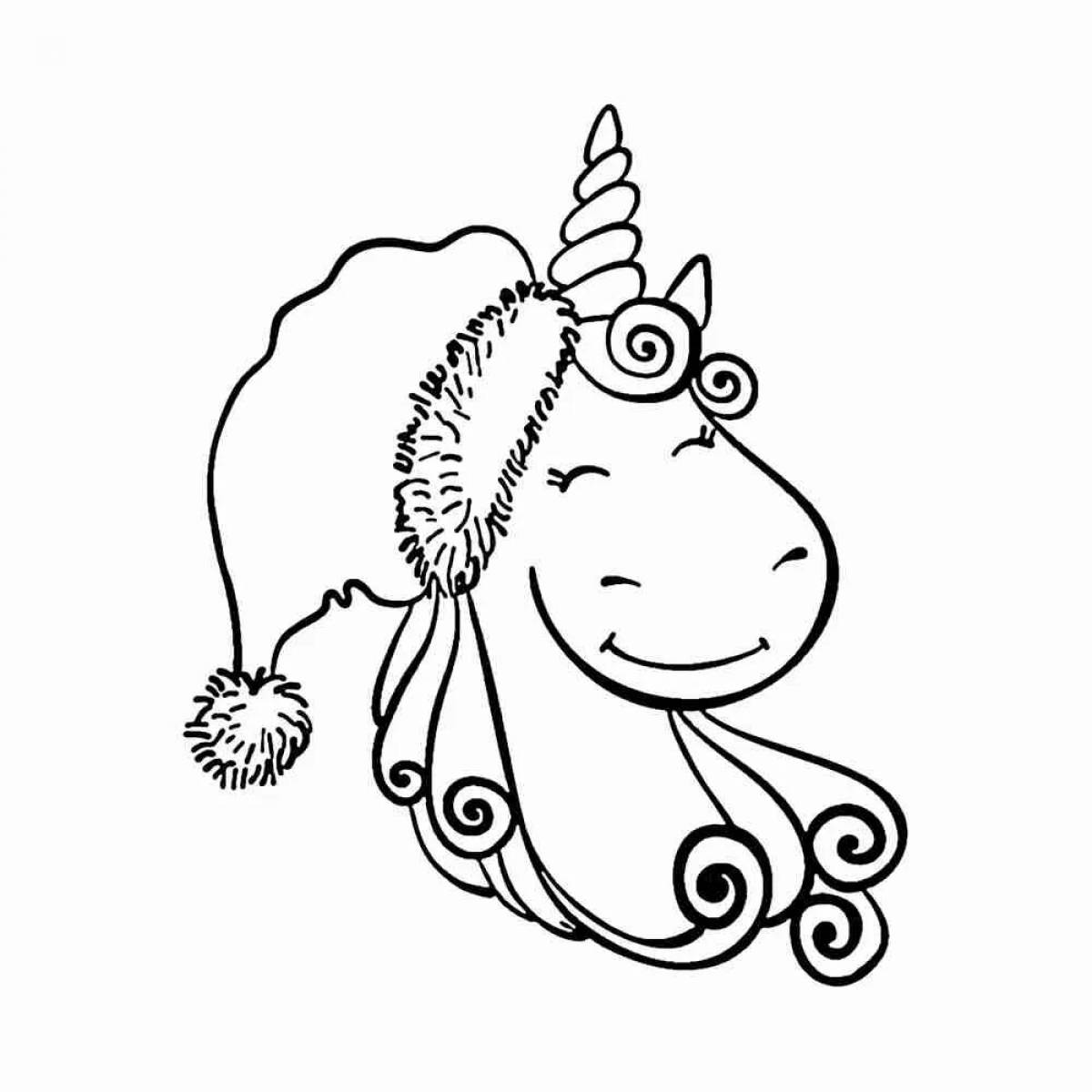 Great new year unicorn coloring book