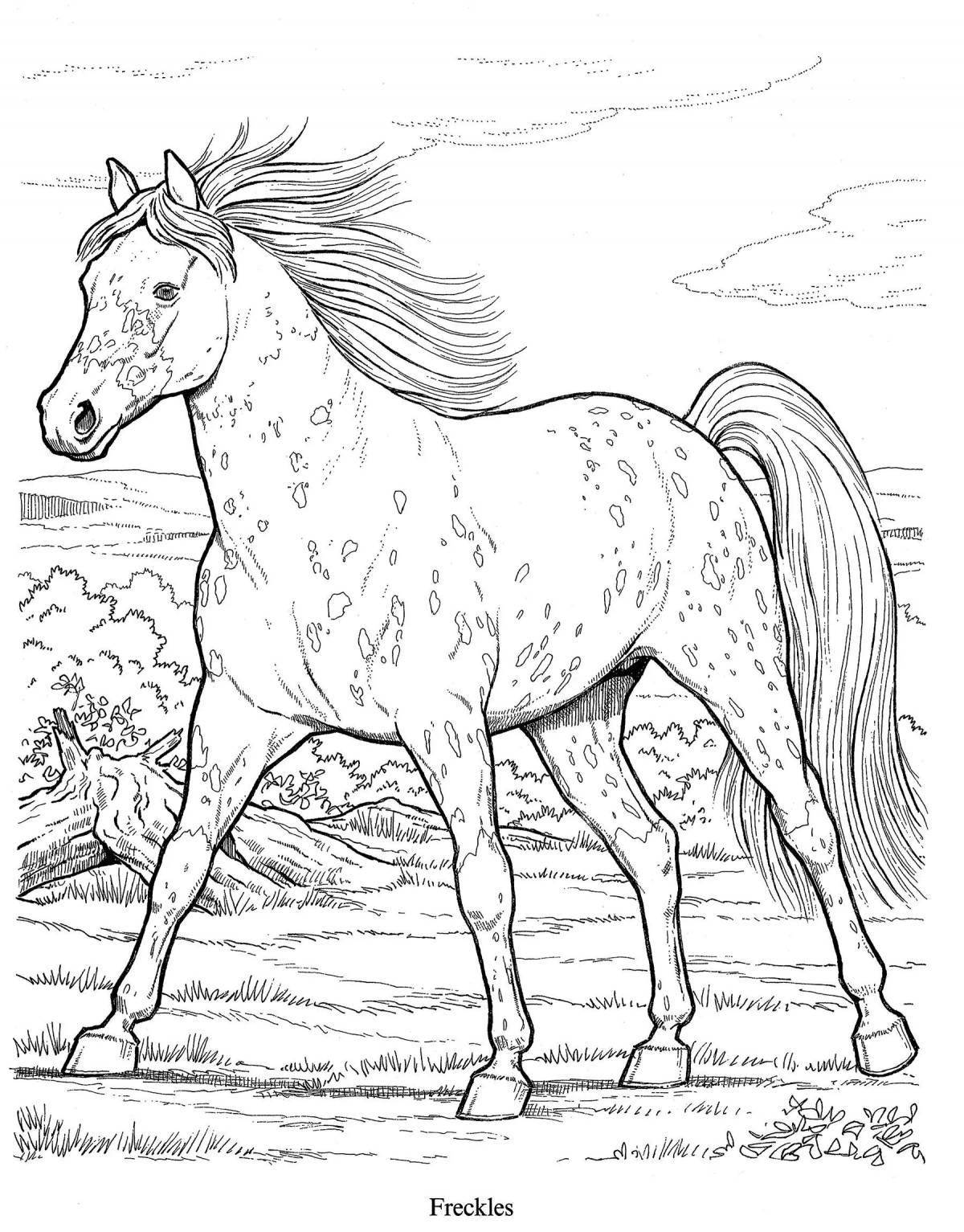 Элегантная раскраска лошадь реалистичная