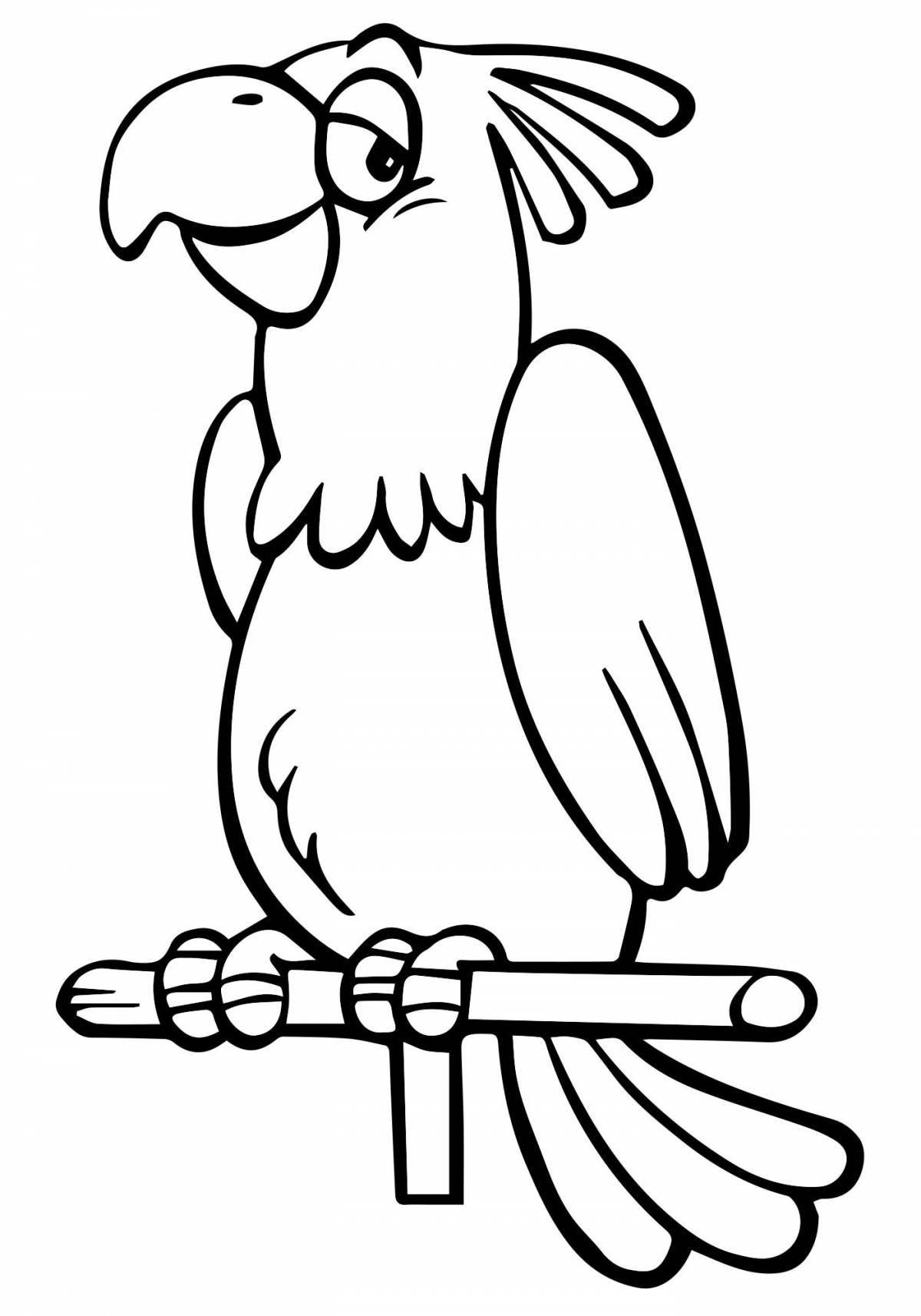 Brilliantly colored parrot coloring page