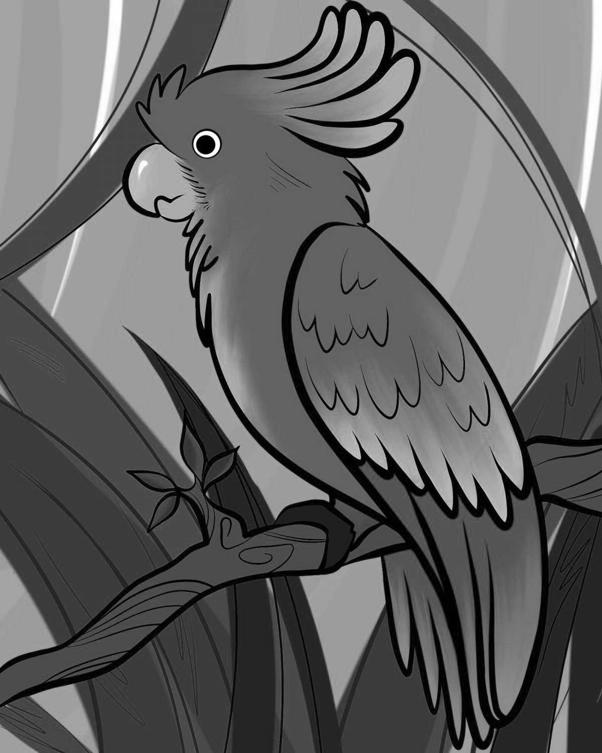 Richly colored parrot coloring page