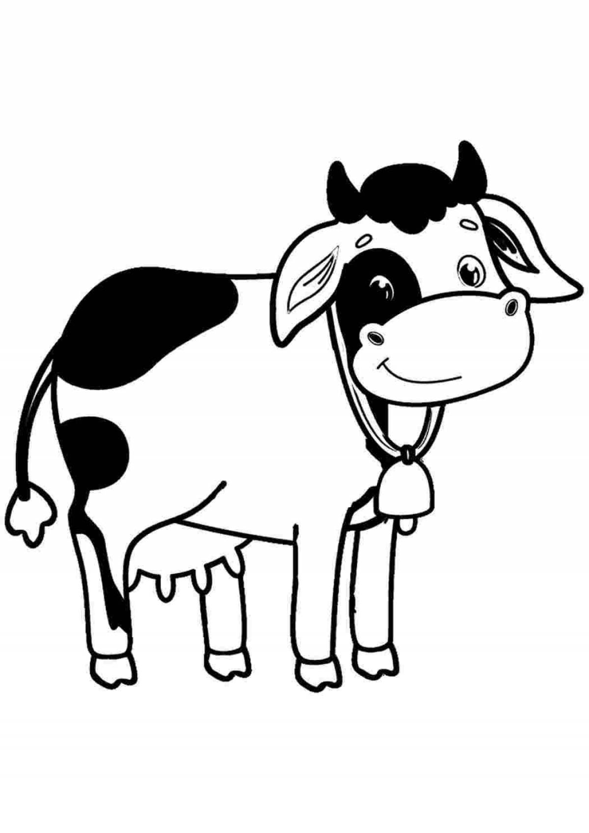 Cow happy coloring page