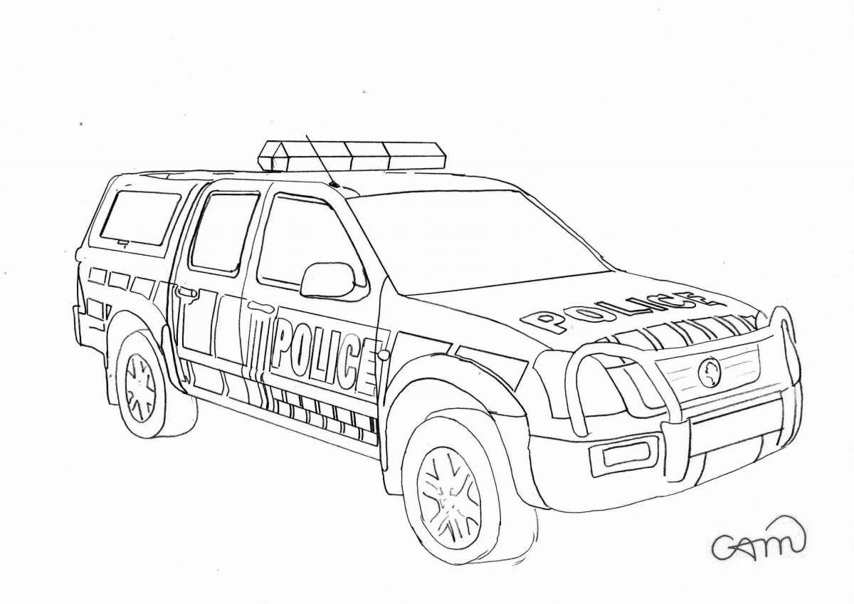 Impressive police jeep coloring page
