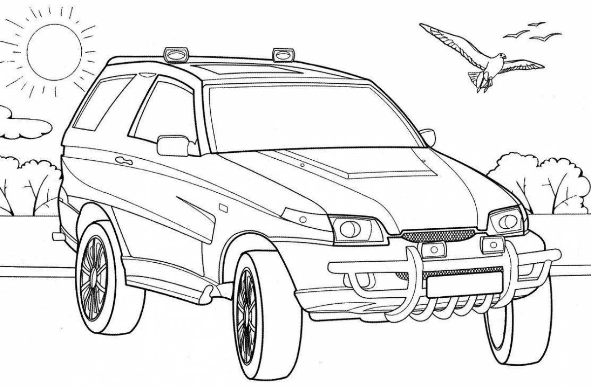 Coloring page luxury police jeep