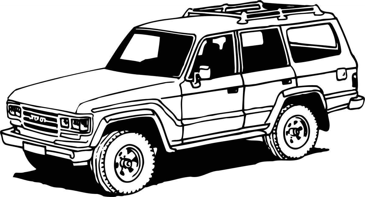 Decorative police jeep coloring page