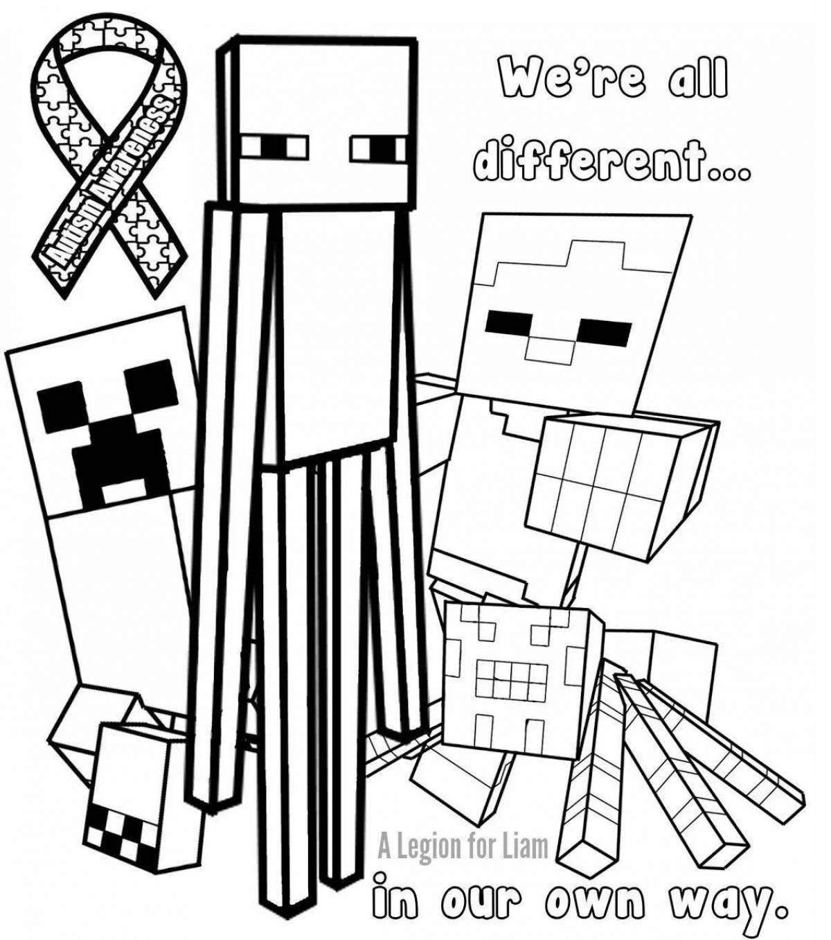 Fun coloring minecraft stickers page art