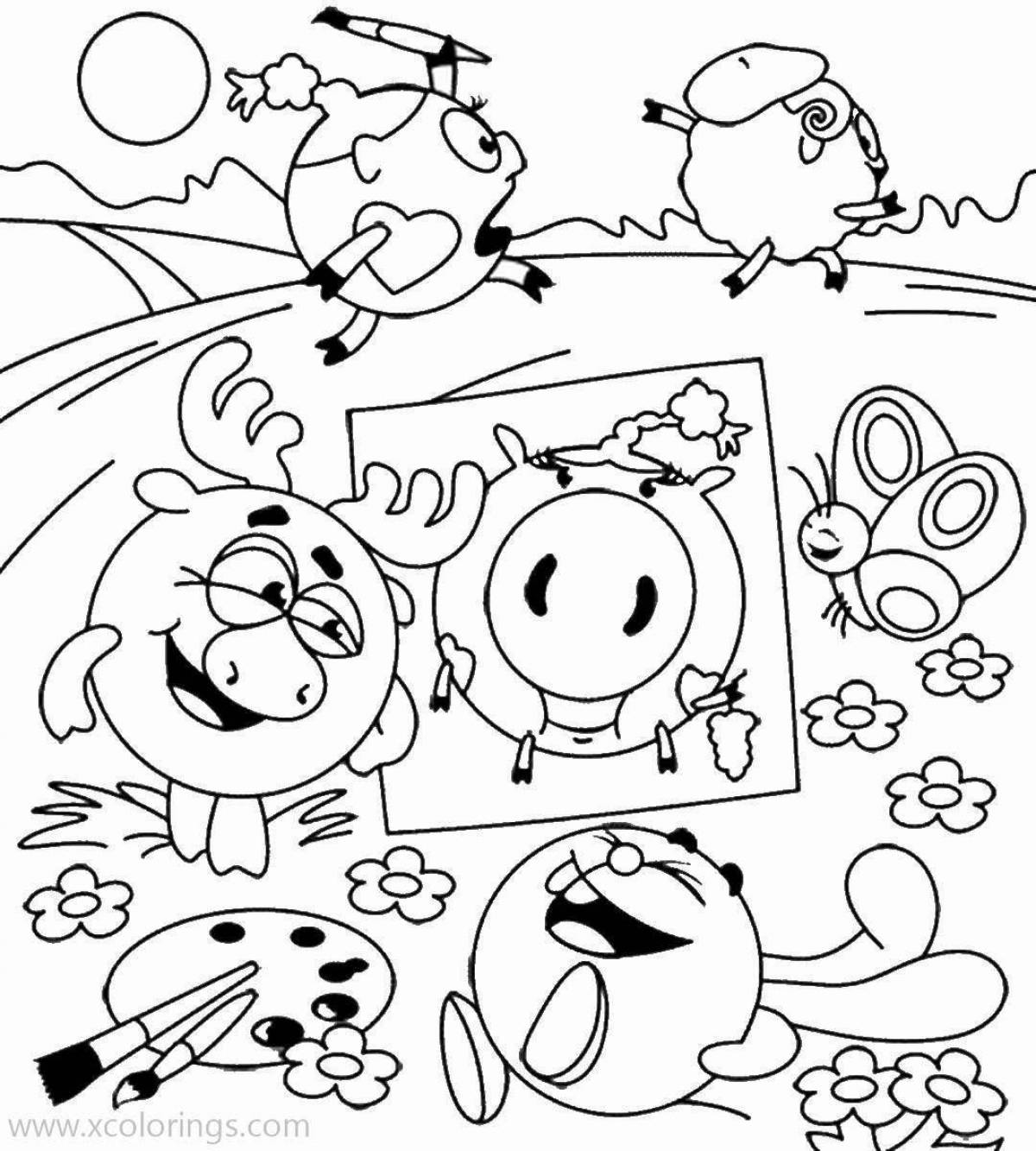 Cute complex smeshariki coloring pages