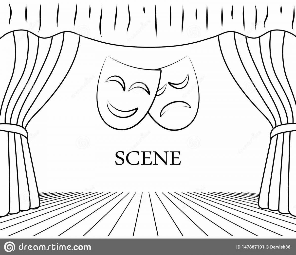 Colorful theater stage coloring page