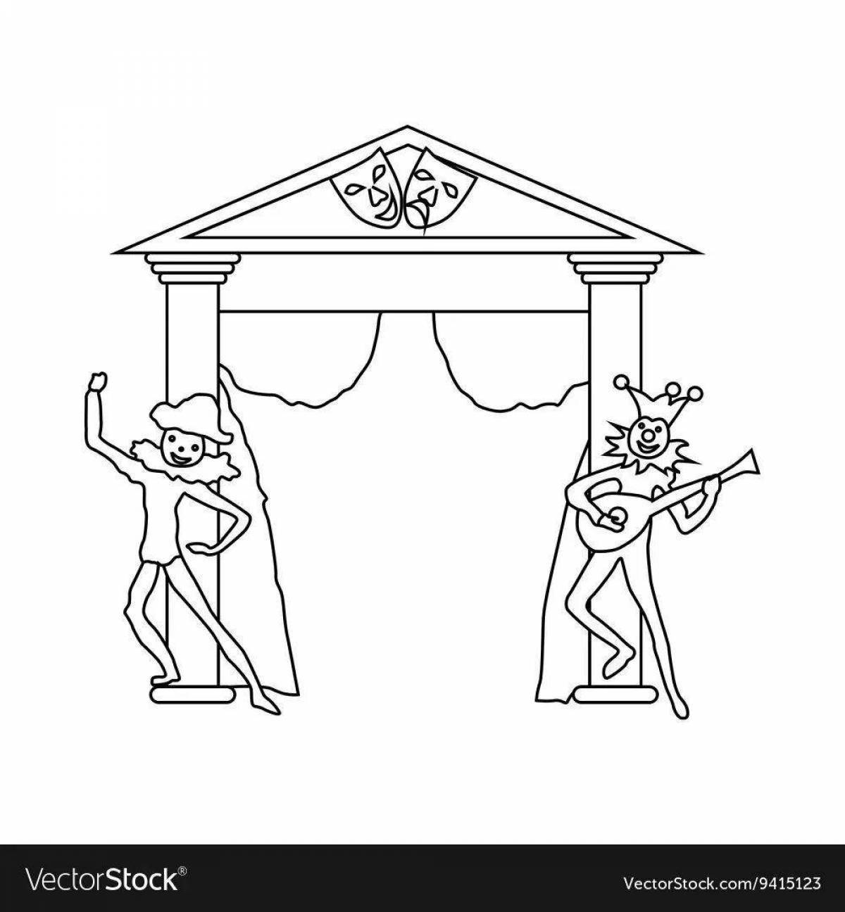 Gorgeous theater stage coloring page
