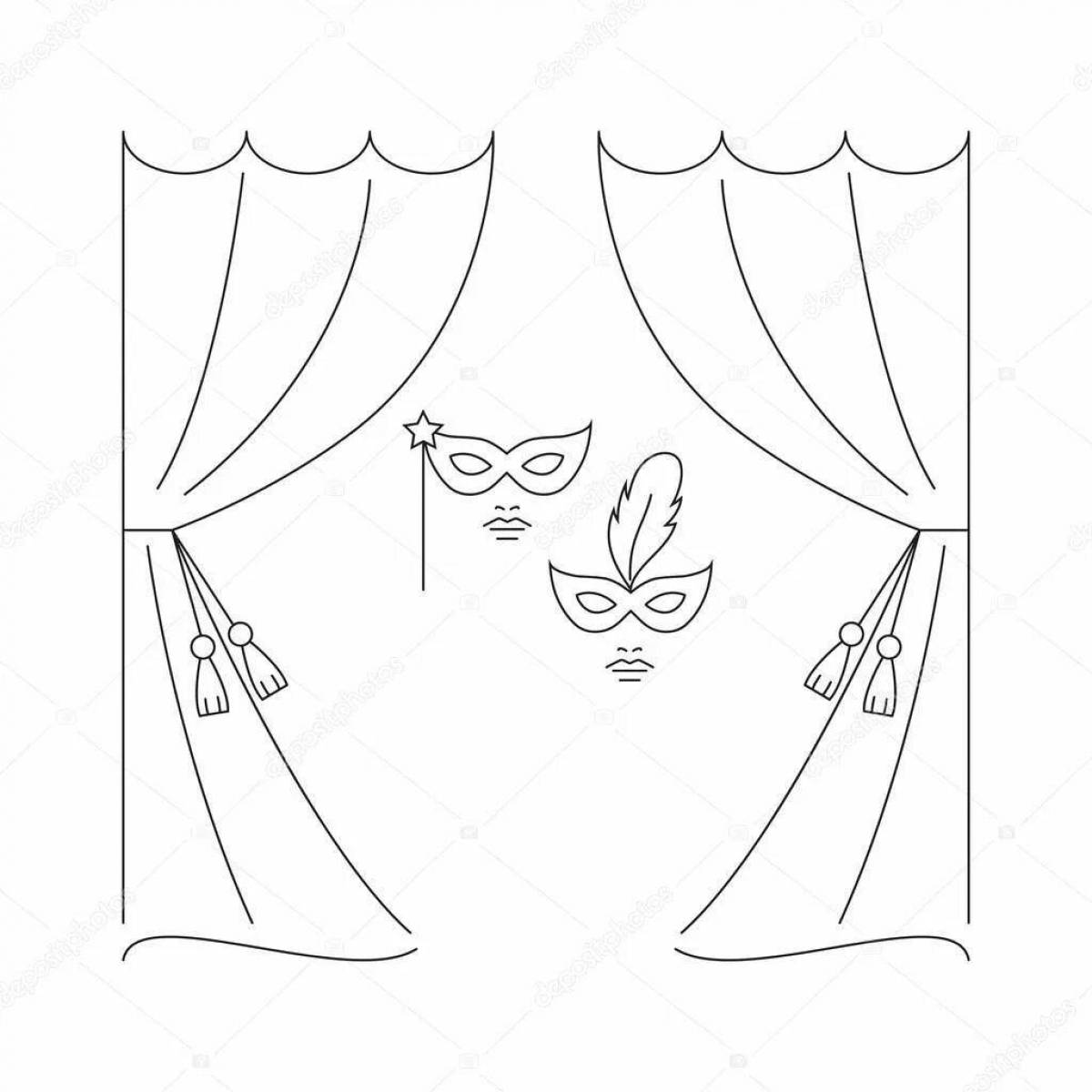 Intricate theater stage coloring page