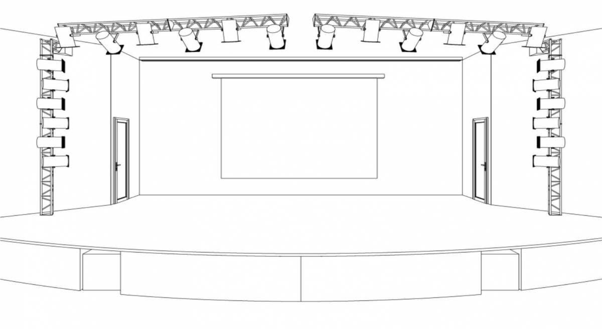 Fancy theater scene coloring page