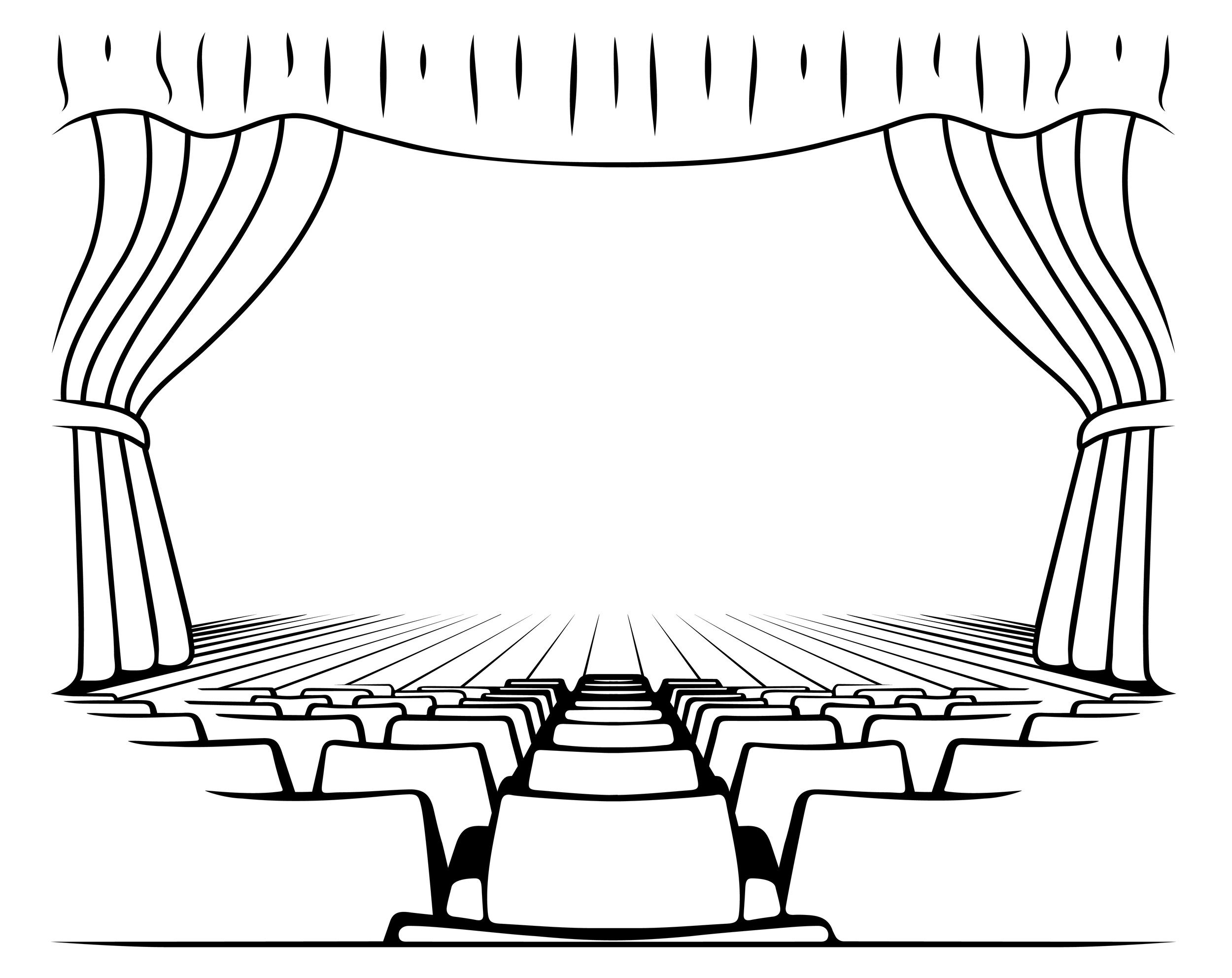 Coloring page cozy theater stage