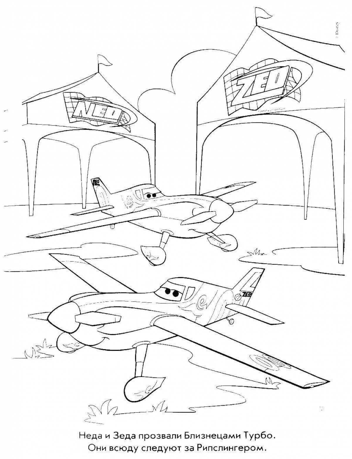 Playful disney plane coloring page