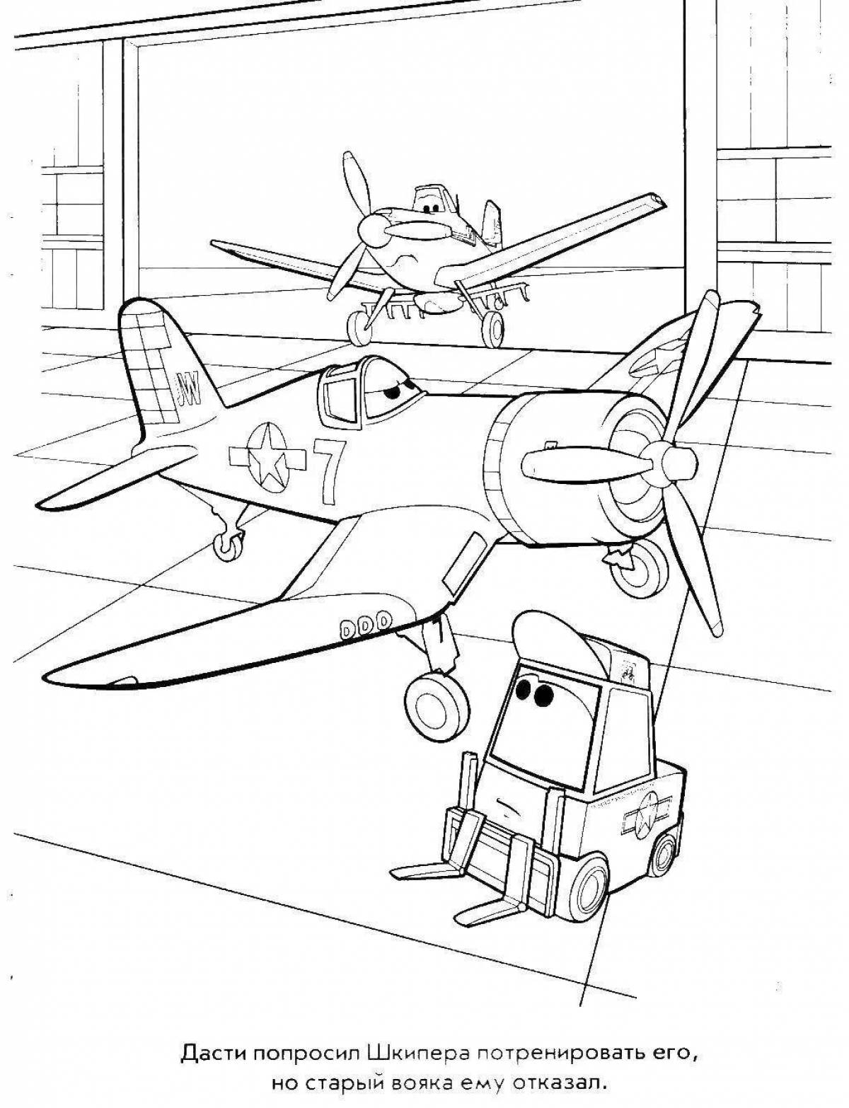 Раскраска Дасти на дозаправке, скачать и распечатать раскраску раздела Самолеты мультфильм