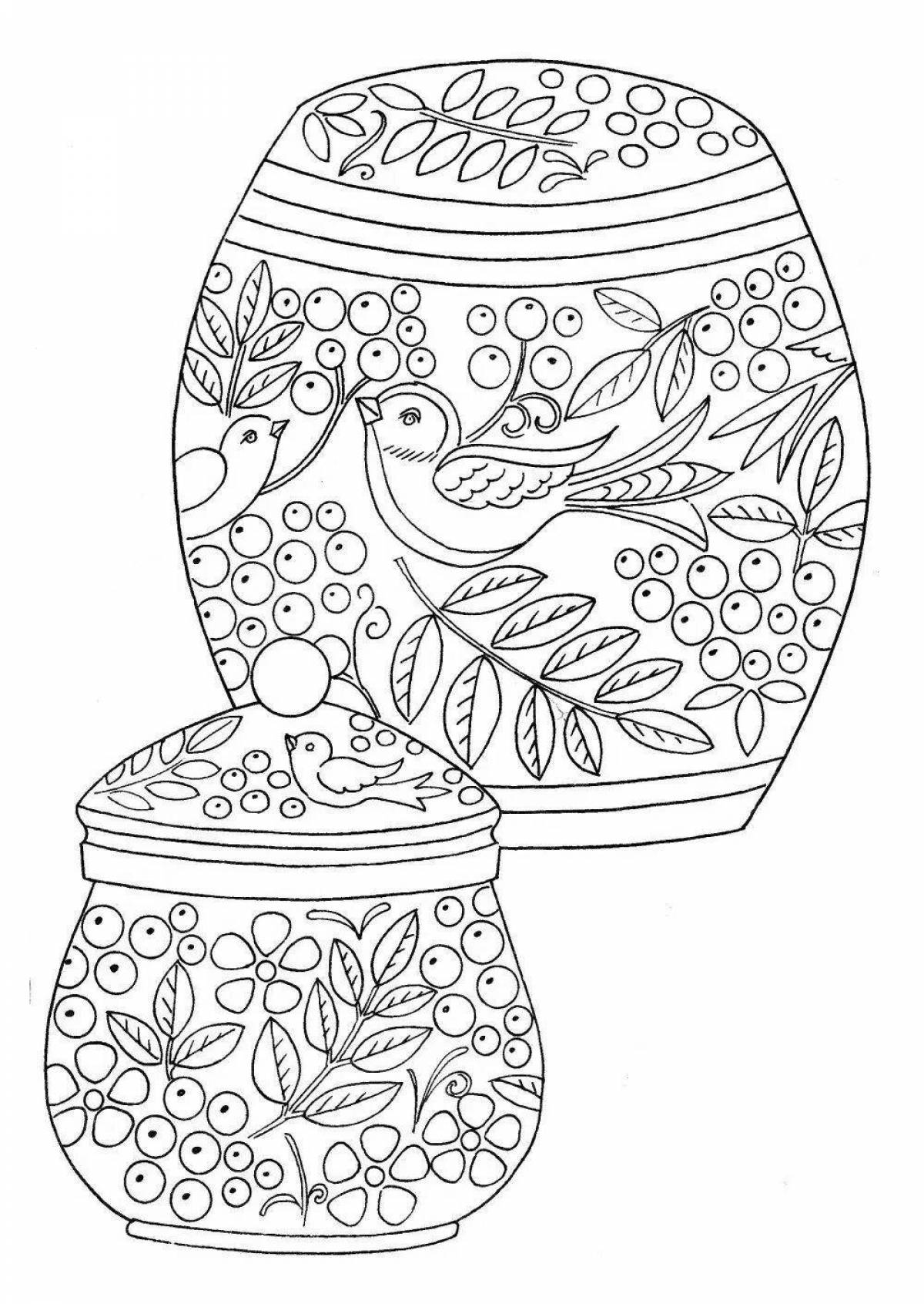 Luxury golden Khokhloma coloring book for preschoolers
