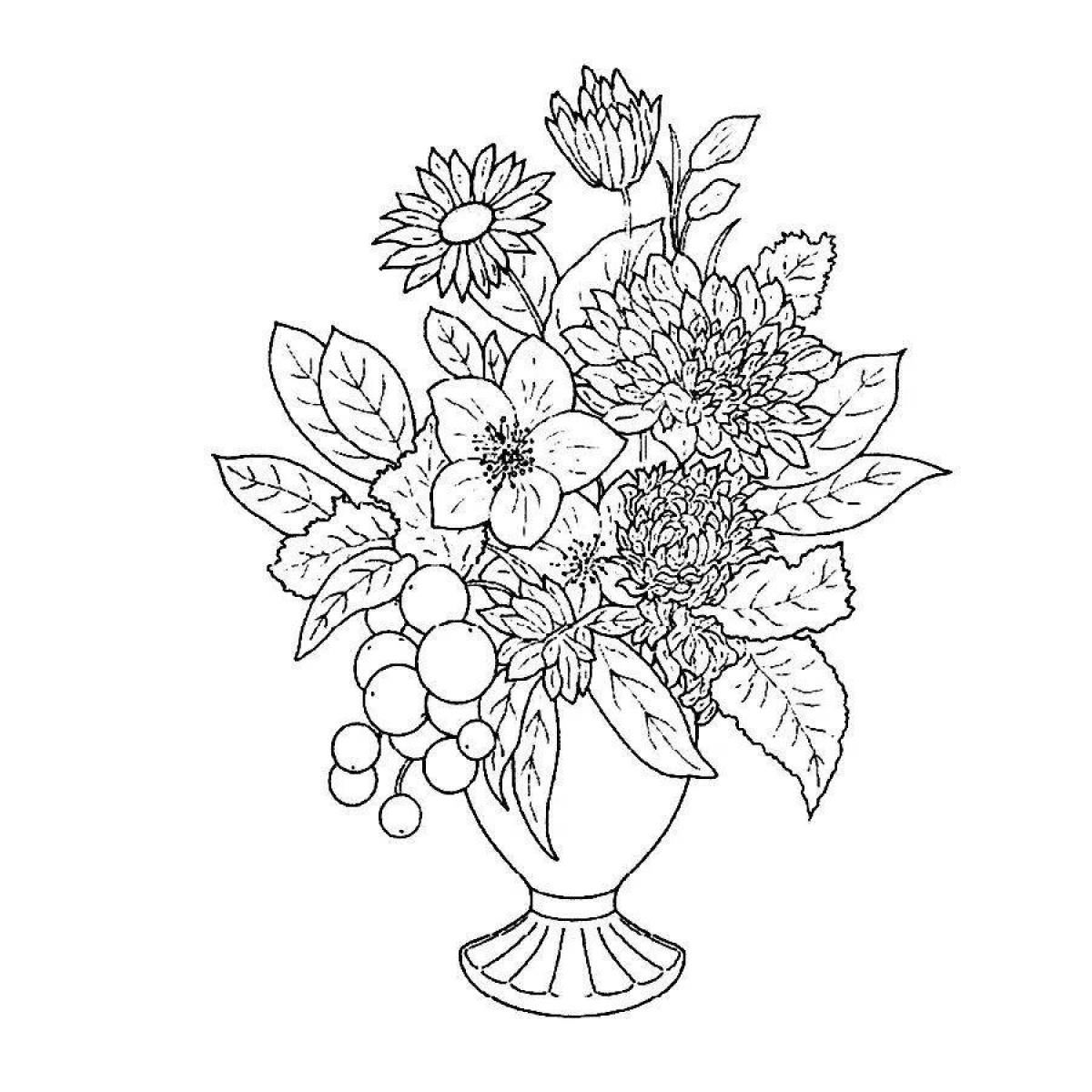 Coloring page gorgeous autumn bouquet