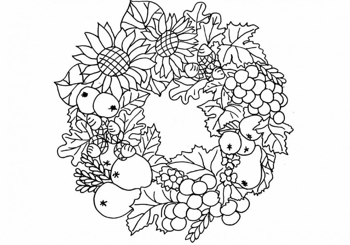 Coloring page festive autumn bouquet