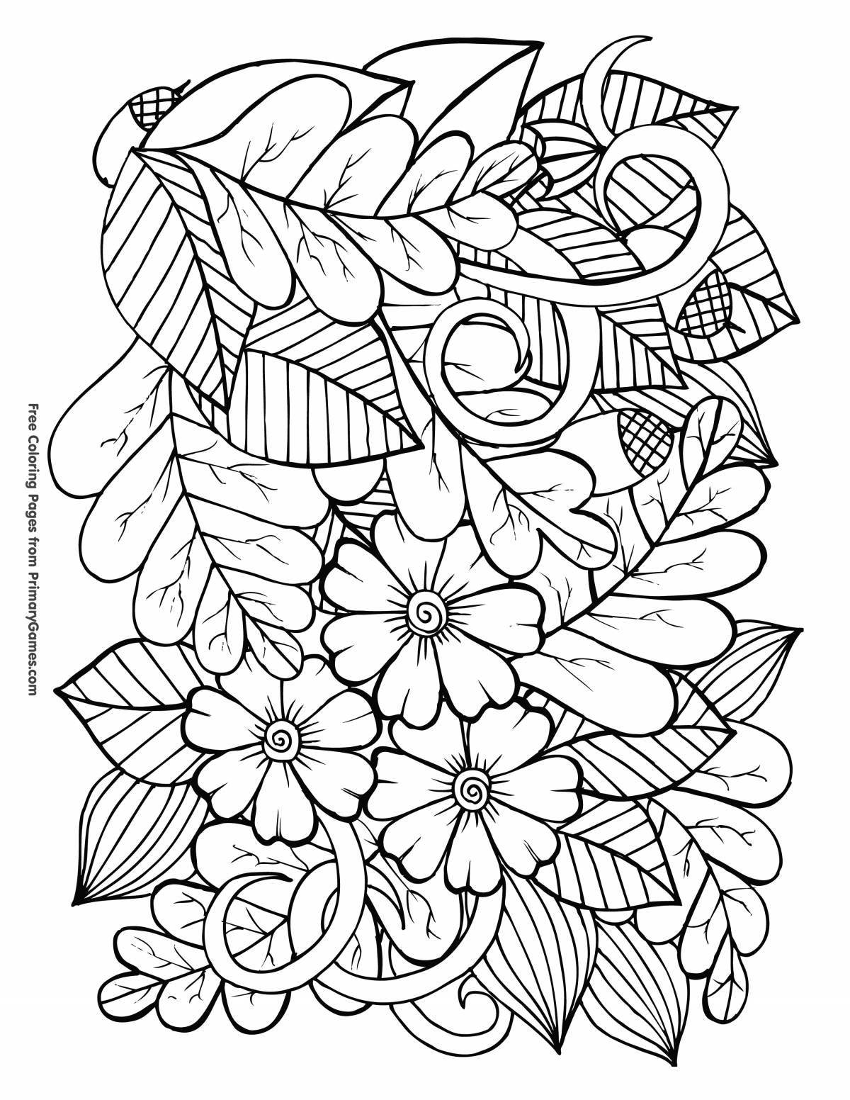 Coloring page joyful autumn bouquet