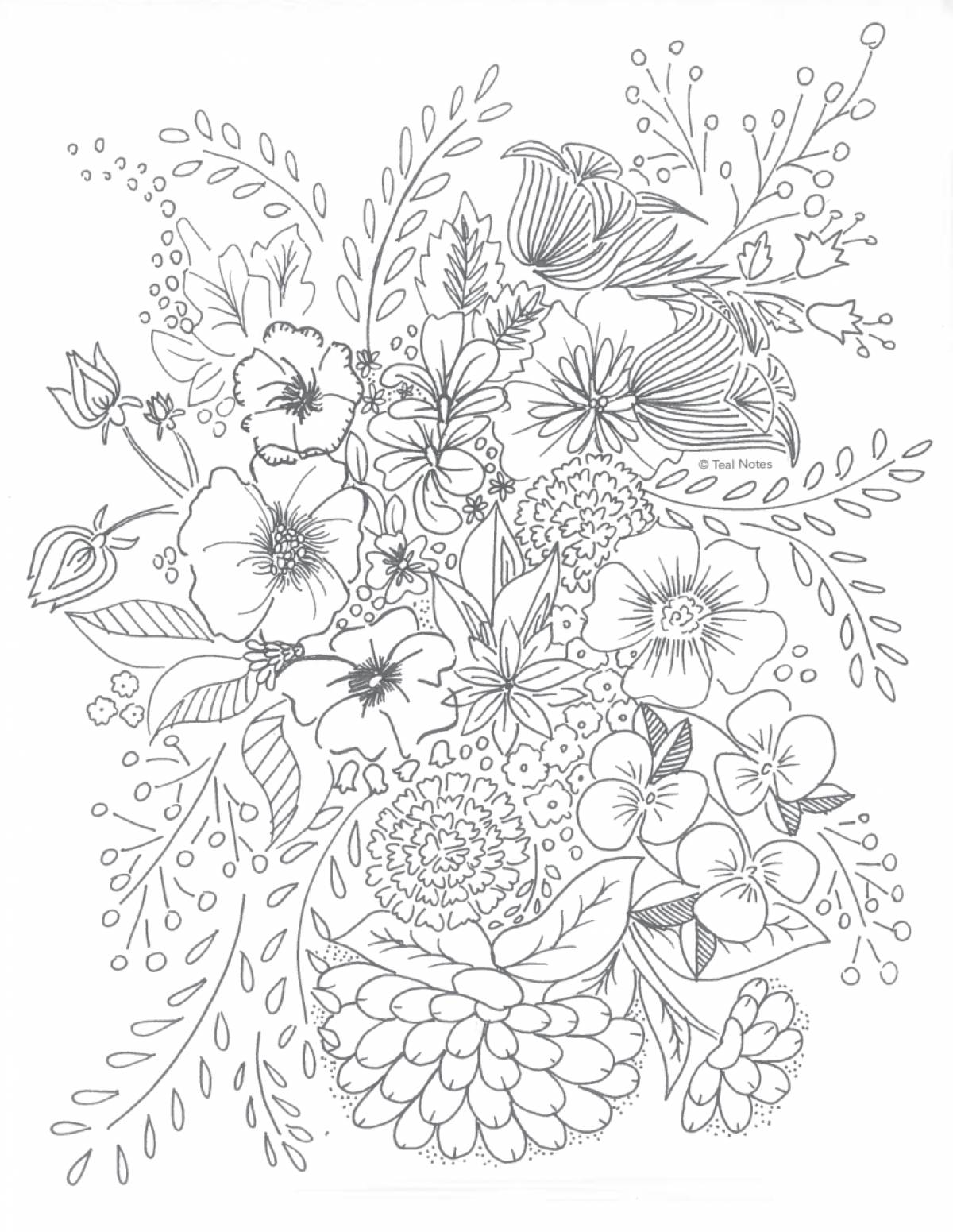 Coloring page soothing autumn bouquet