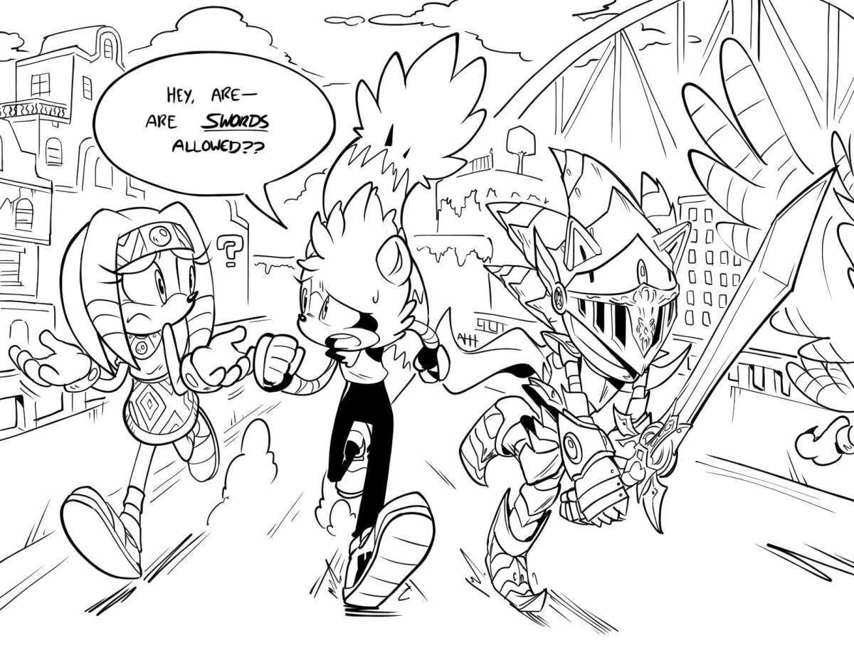Colorfully crafted excalibur sonic coloring page