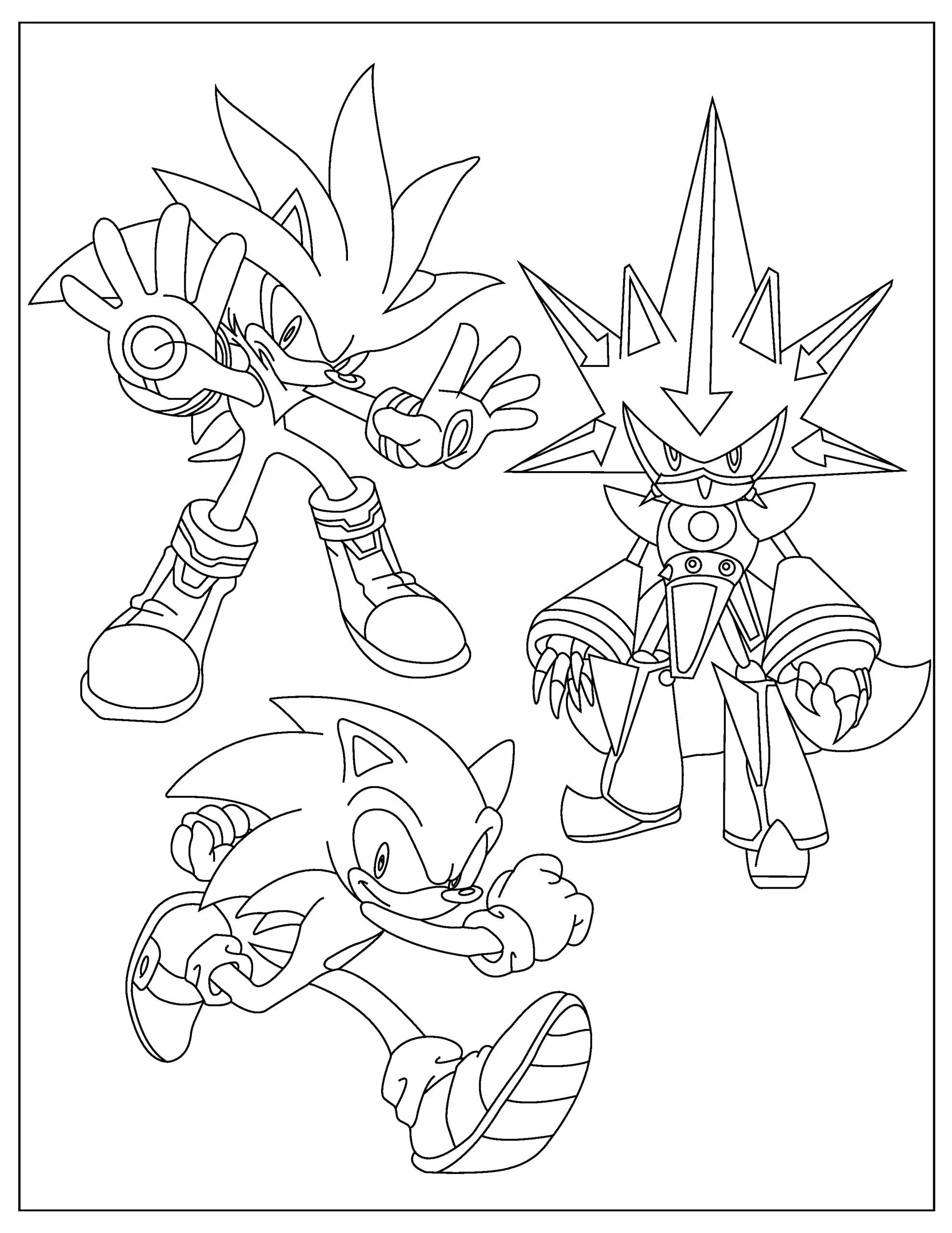 Разноцветная раскраска excalibur sonic coloring page