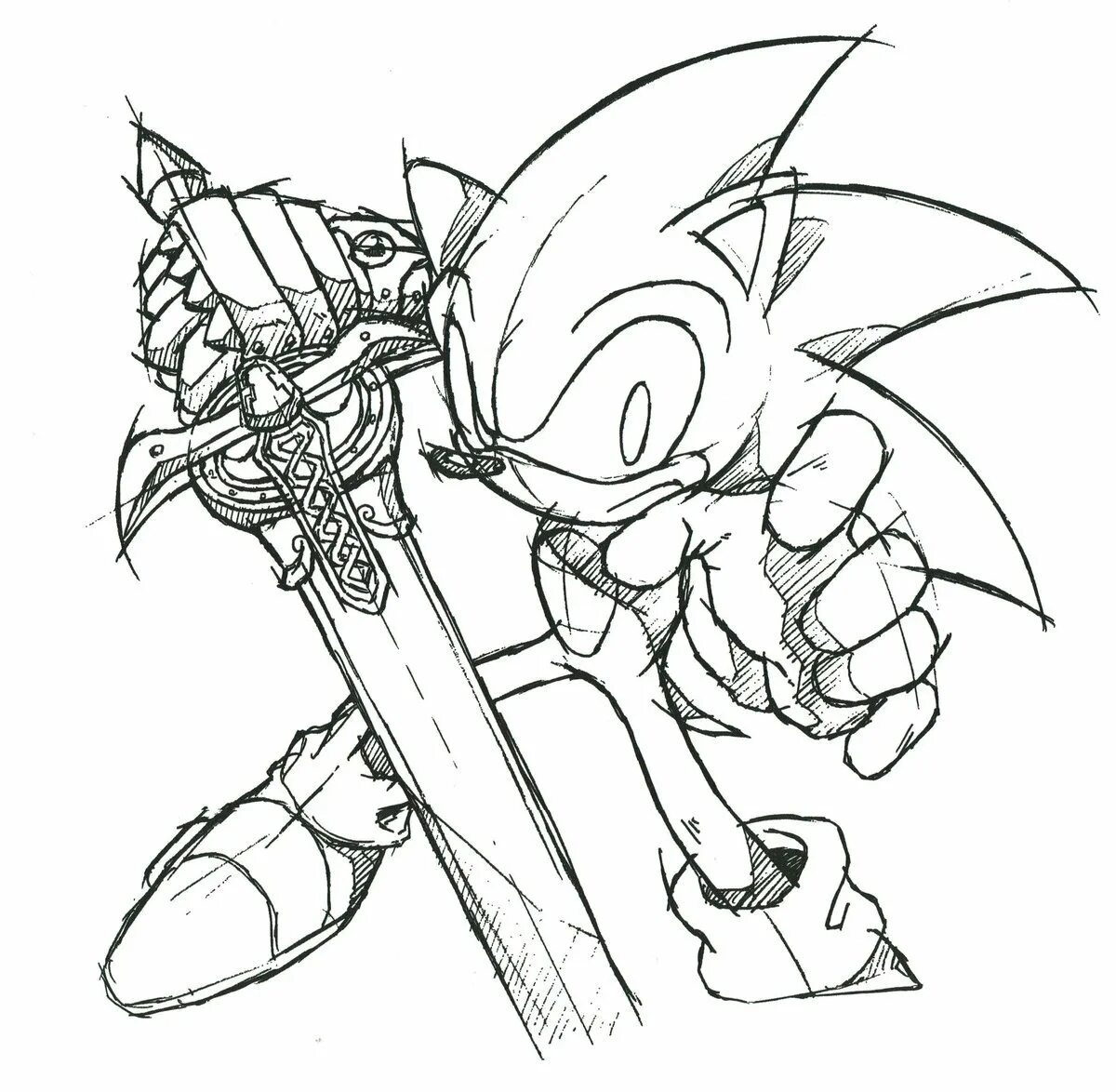 Excalibur sonic coloring book with colorful ink