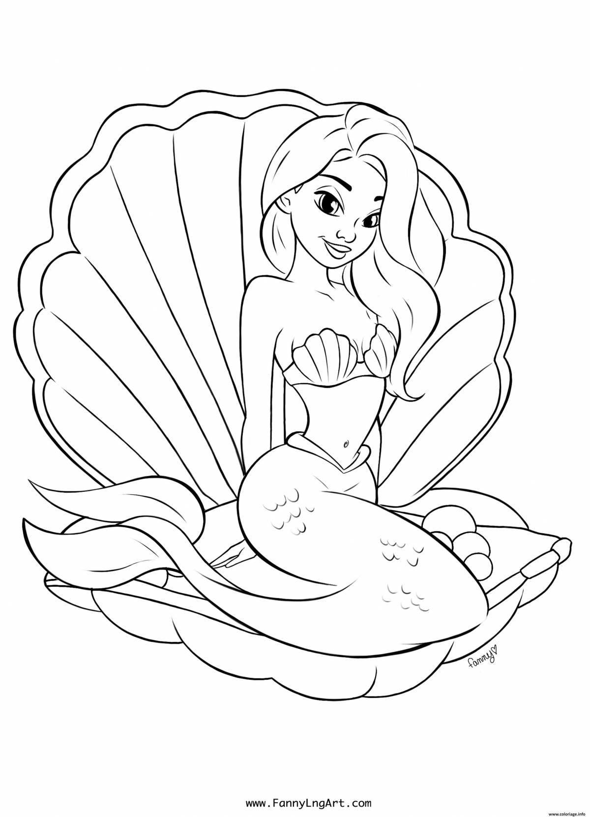 Joyful coloring mermaid rapunzel