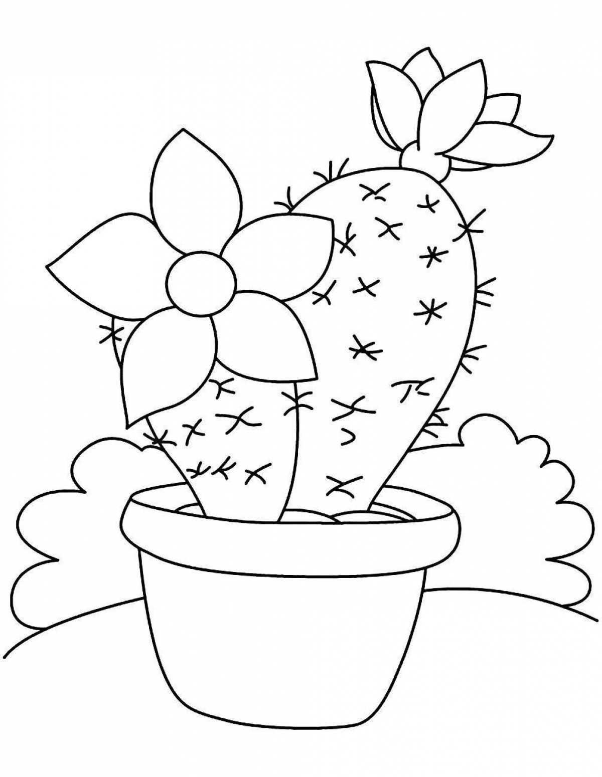 Экзотический кактус в горшке для детей