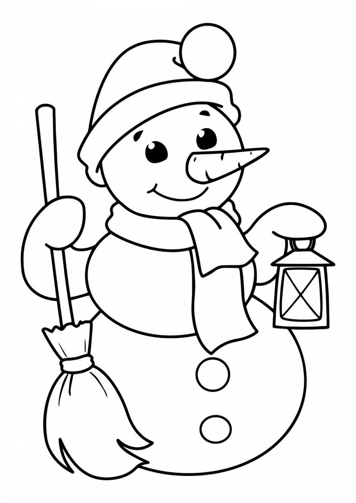 Красочная раскраска снеговик для детей 3 4