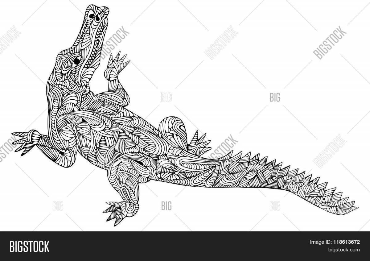 Расслабляющая раскраска крокодил антистресс