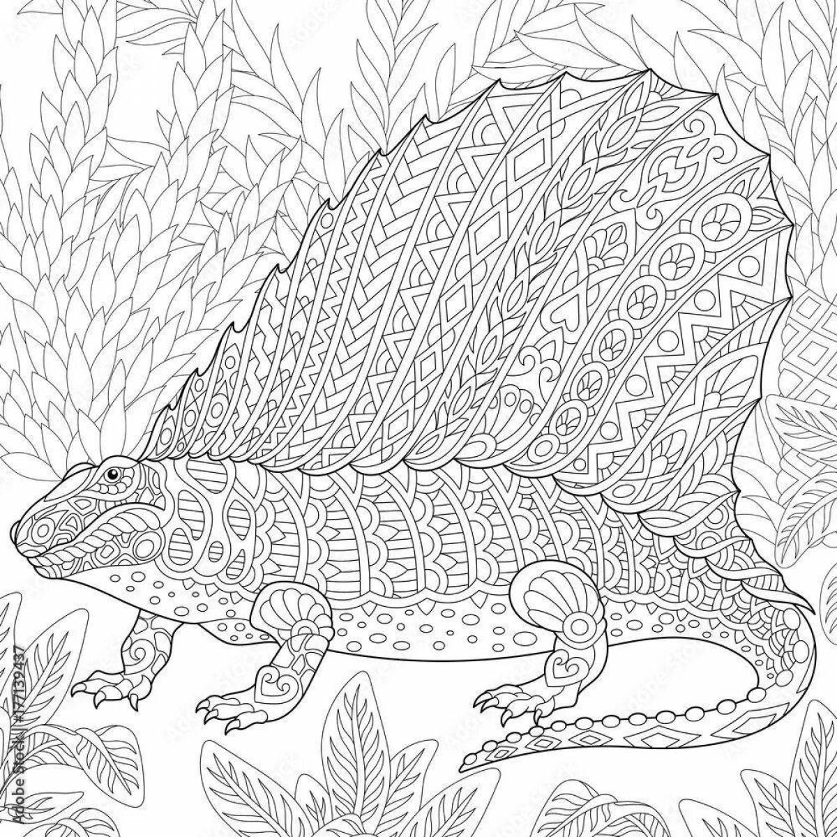Раскраска радостный крокодил антистресс
